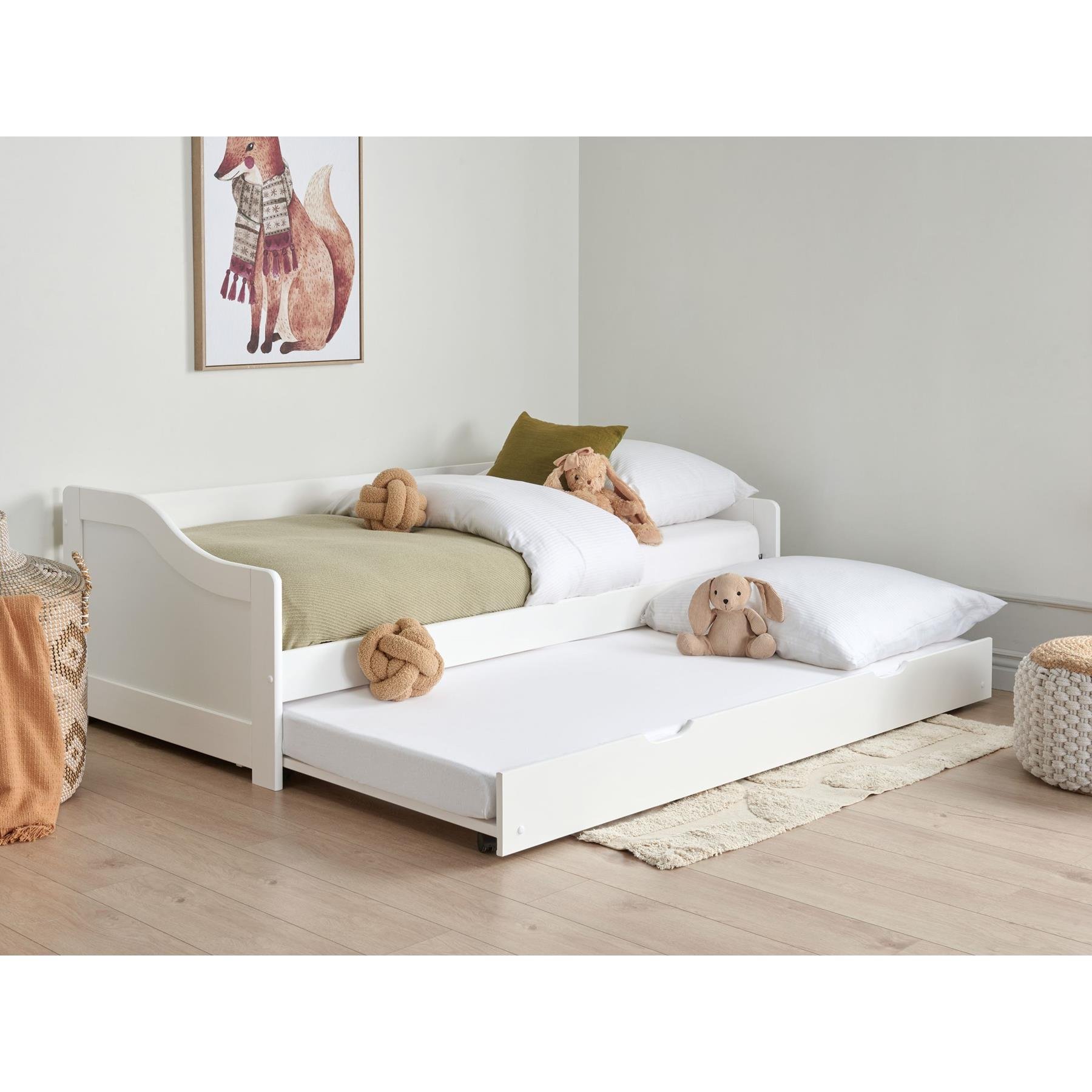 Beliani - LUNERAY - Onderschuifbed - Wit - 90 x 200 cm - Hout