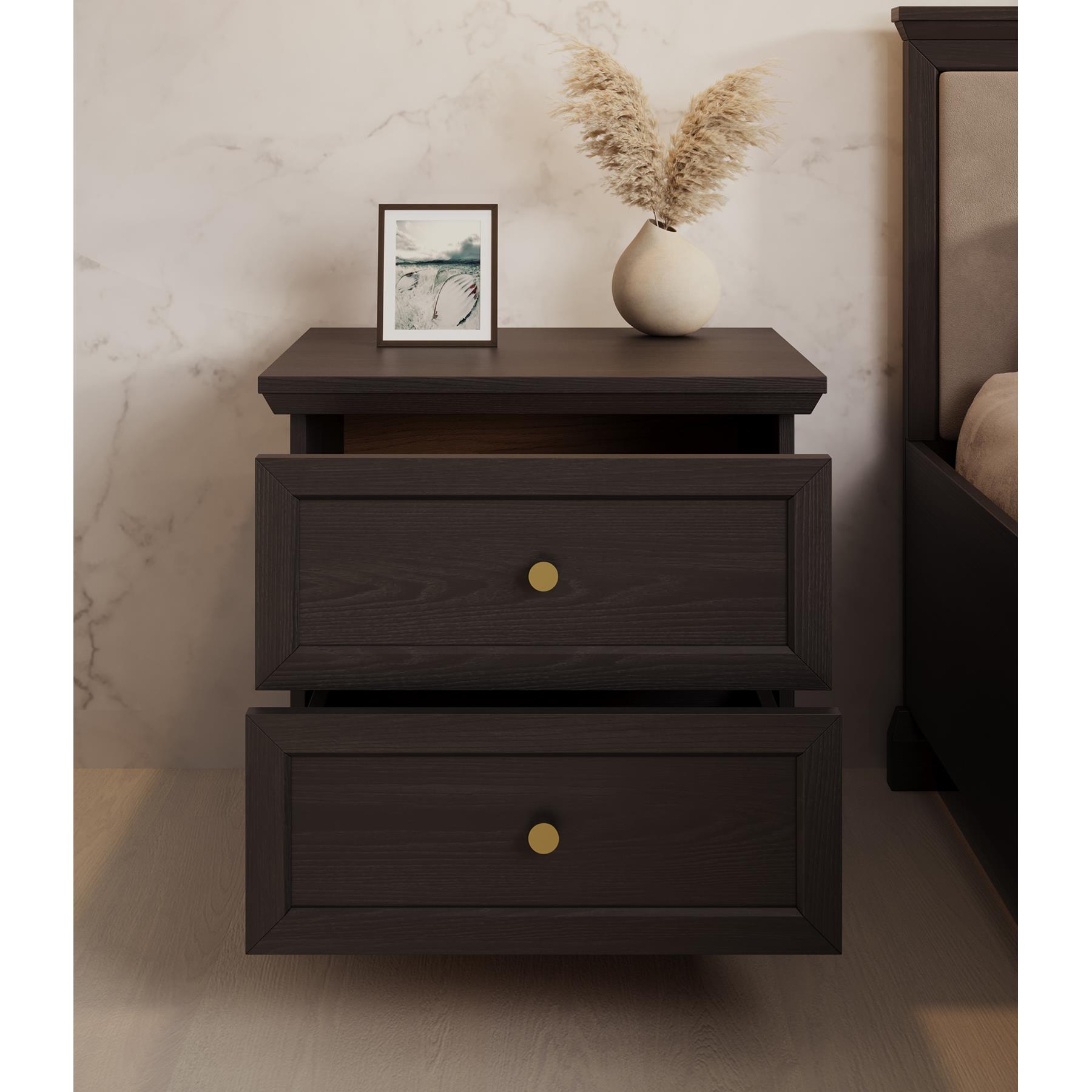 Meubella Nachtkastje Leroy - Zwart eiken - 52 cm