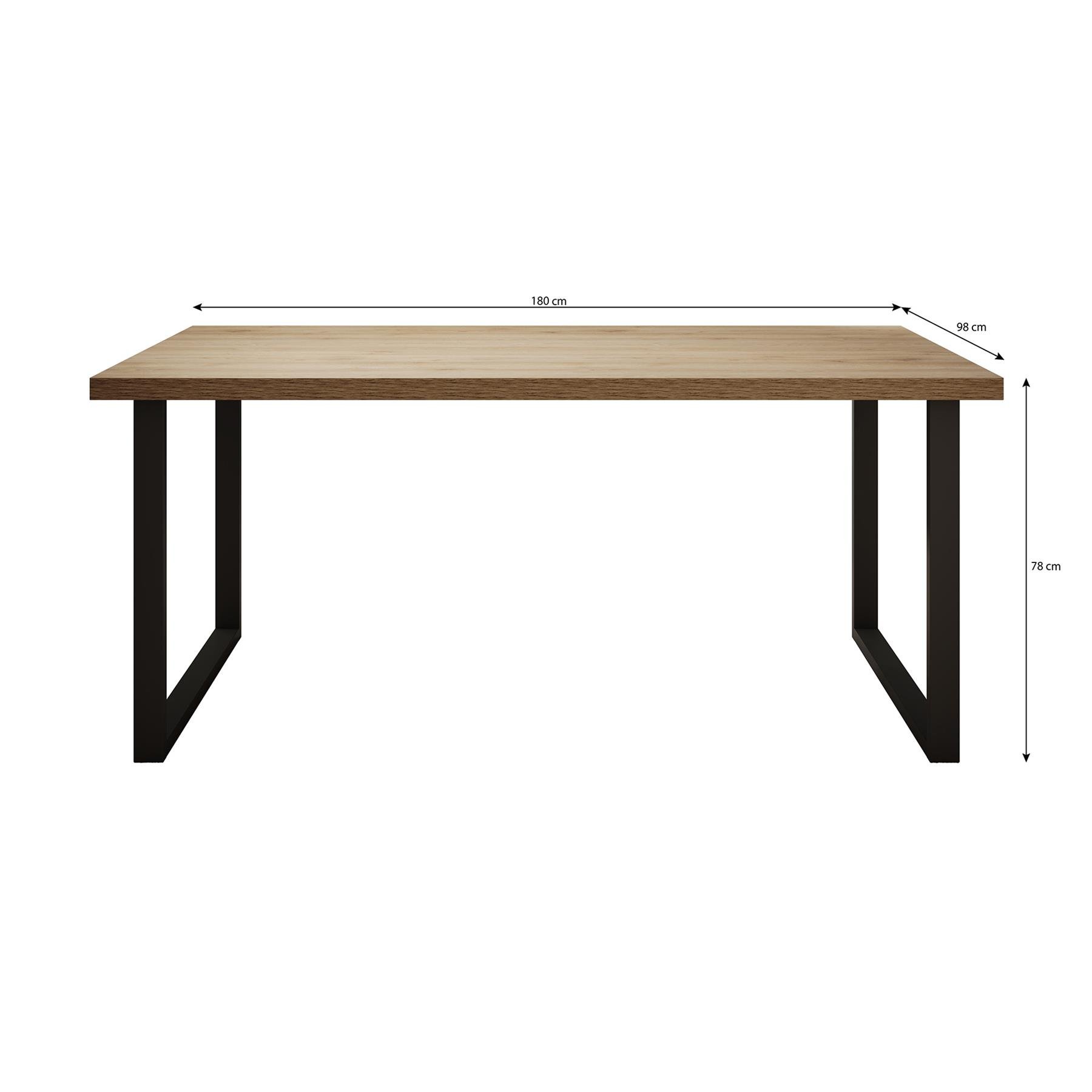 Meubella Eetkamertafel Vince - Zwart eiken - 180 cm