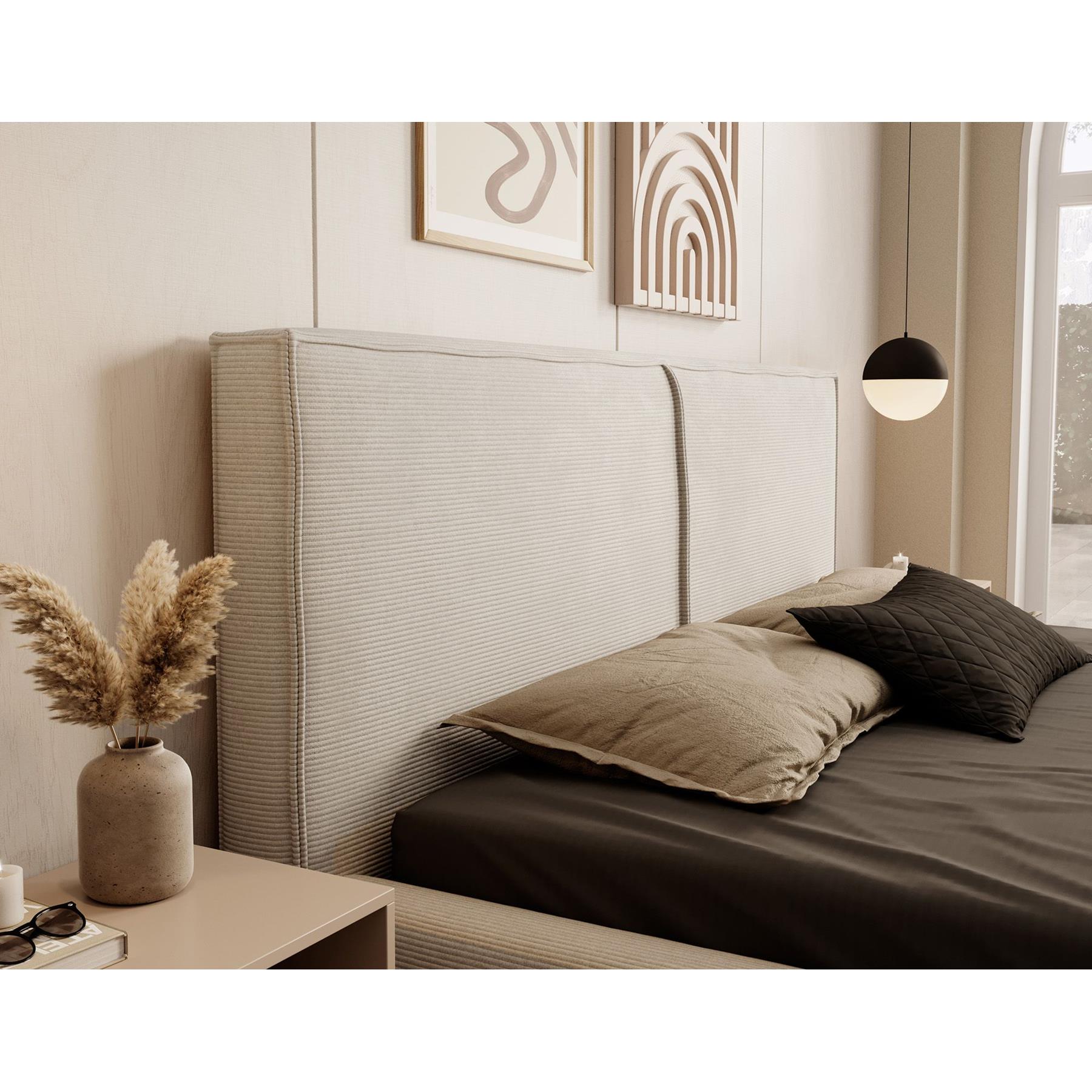 Meubella Tweepersoonsbed Infinity - Beige ribstof - 160x200 cm