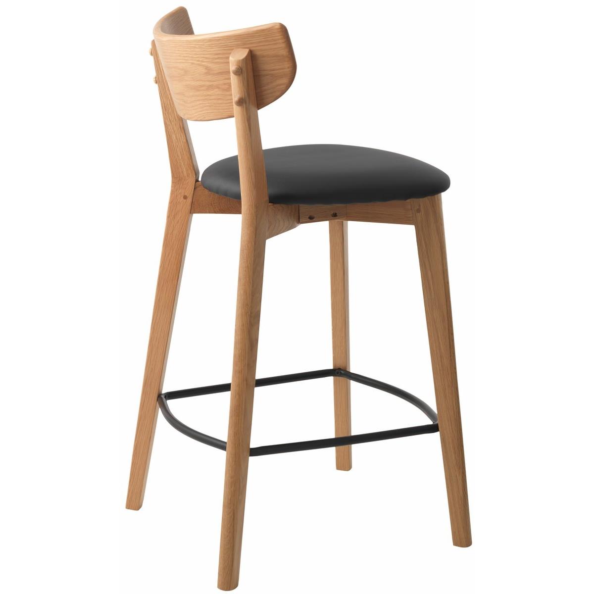 Hygge Interiors Pero Counterstoel Eiken | Zwart PU-Leer set van 2