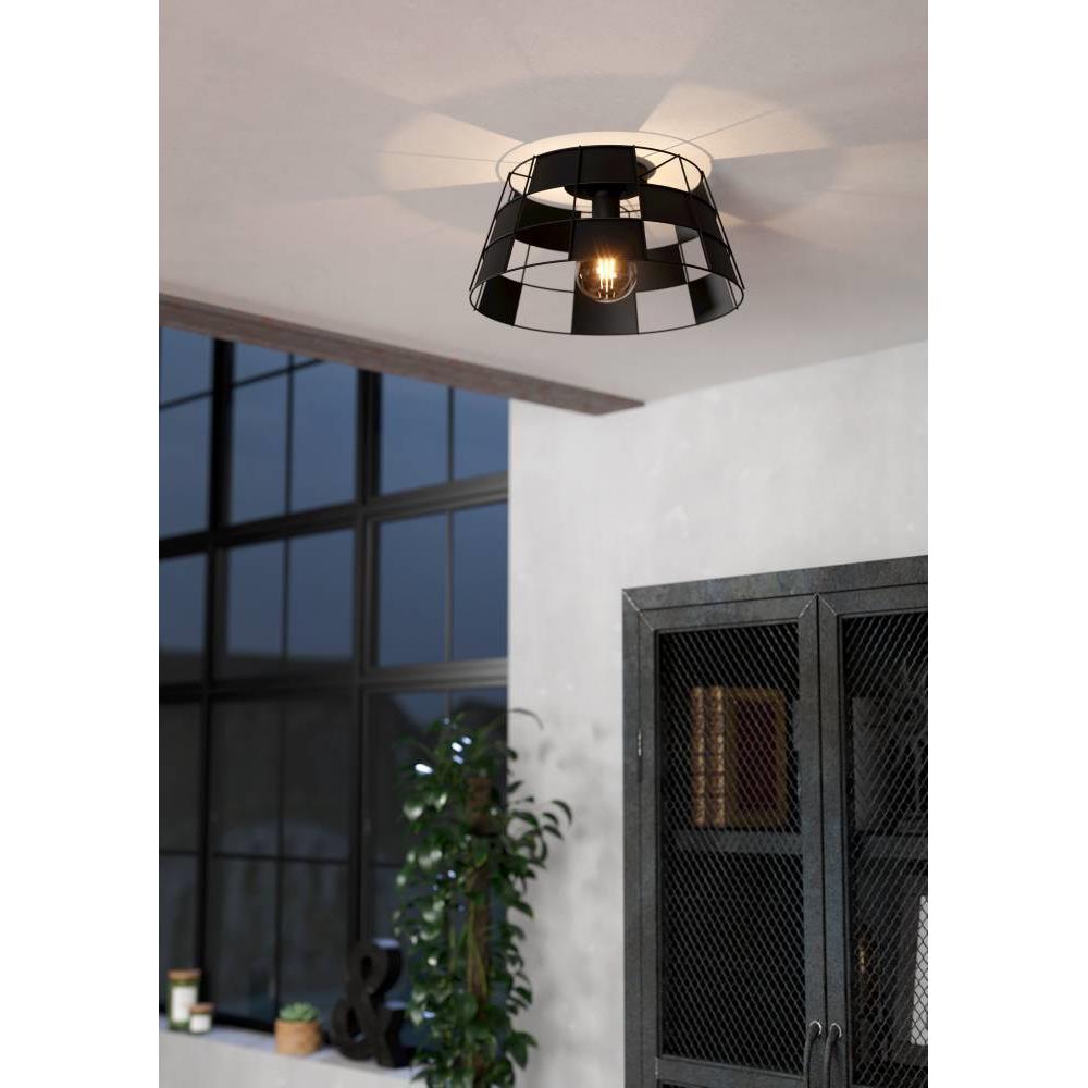 EGLO Pontefract Plafondlamp - E27 - Ø 42 cm - Zwart - Staal