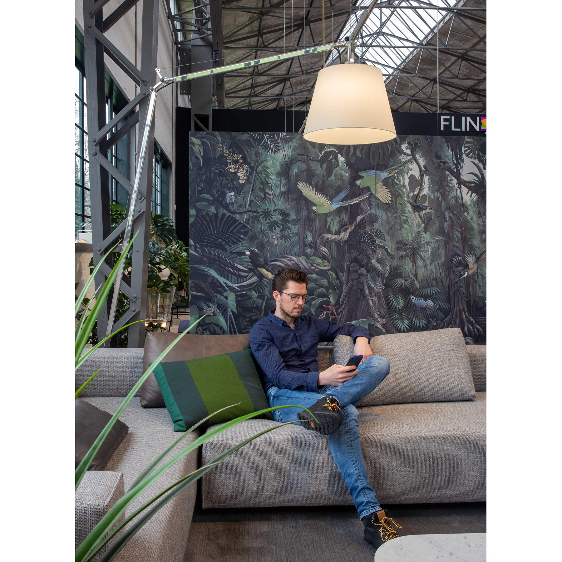 Artemide Tolomeo Mega Terra booglamp retrofit schakelaar alu grijs