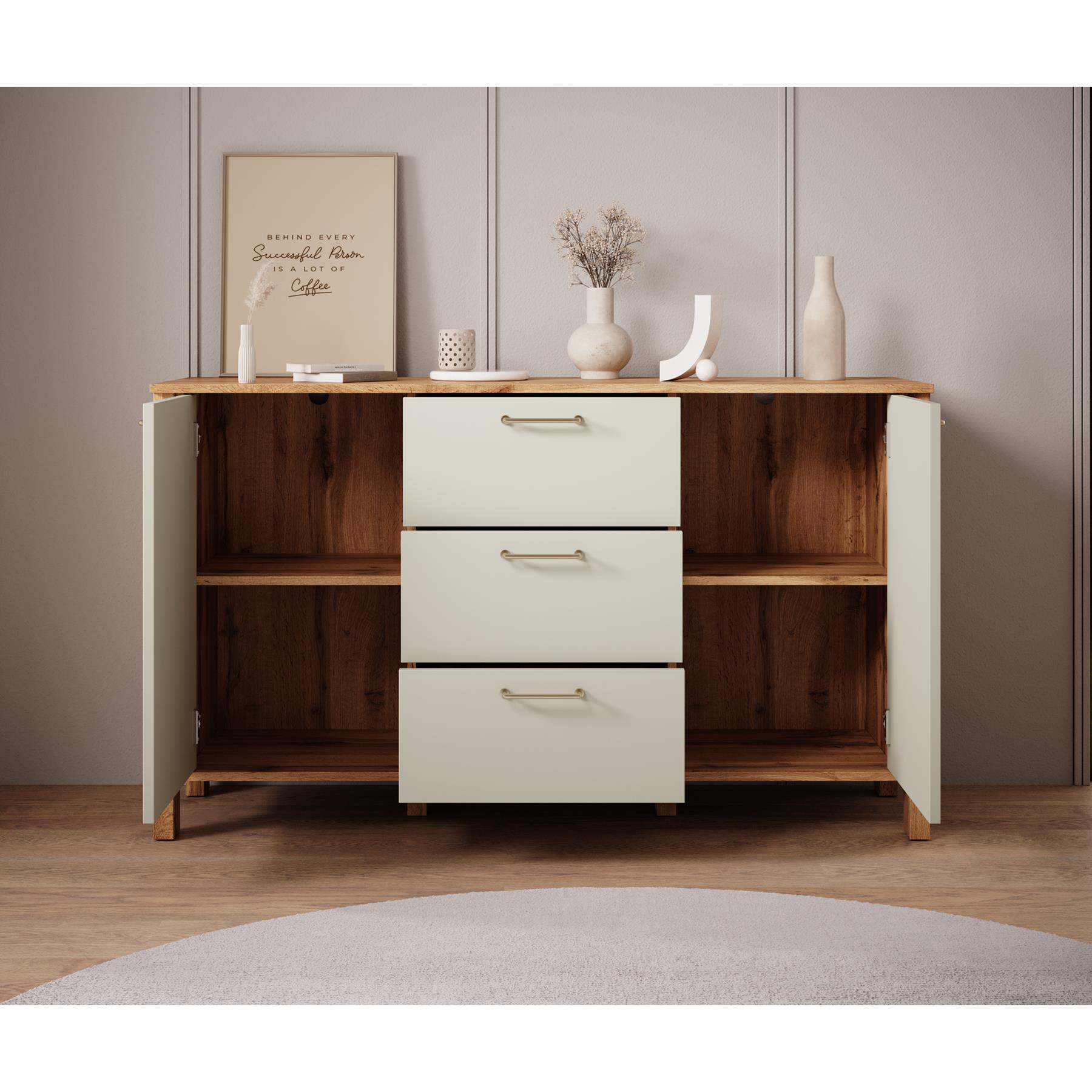 Meubella Dressoir Isaac - Beige - 138 cm