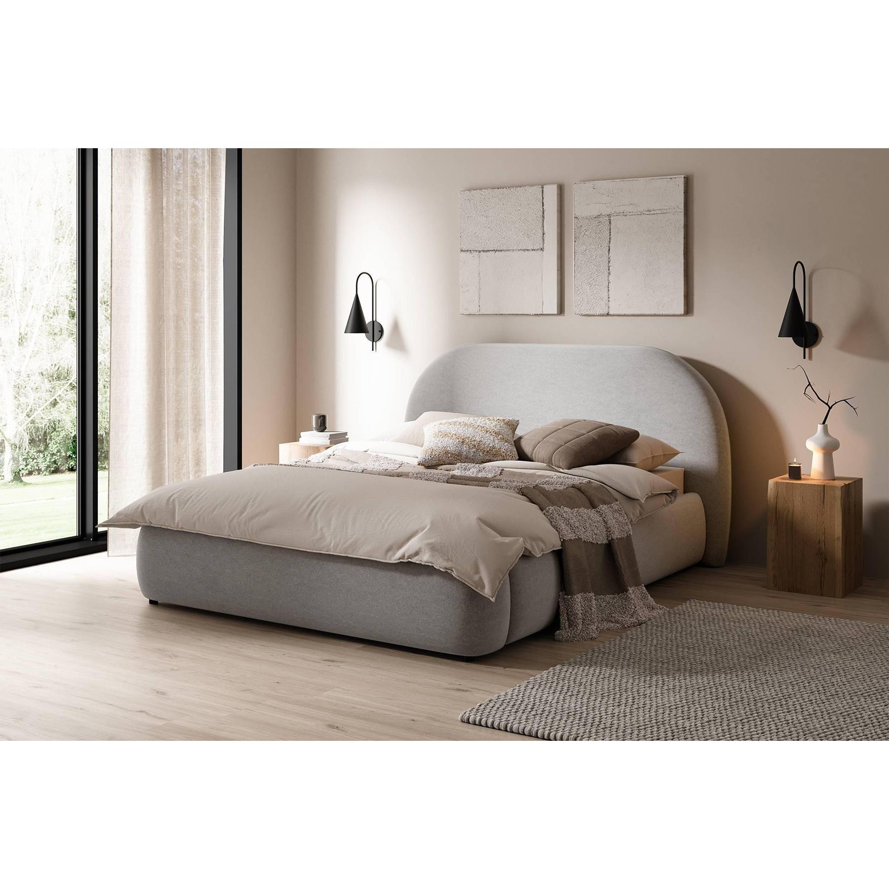 NADUVI Collection Philipa Bedframe - 180 x 200 cm - Fluweel - Lichtgrijs