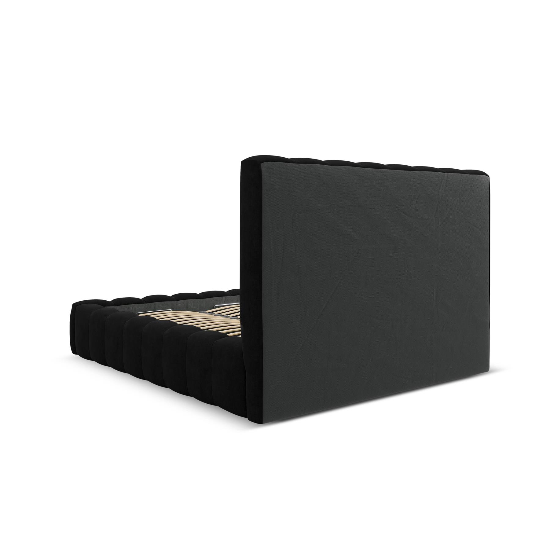 Milo Casa Bedframe Gina met Opbergruimte - 140 x 200 cm - Geweven - Zwart
