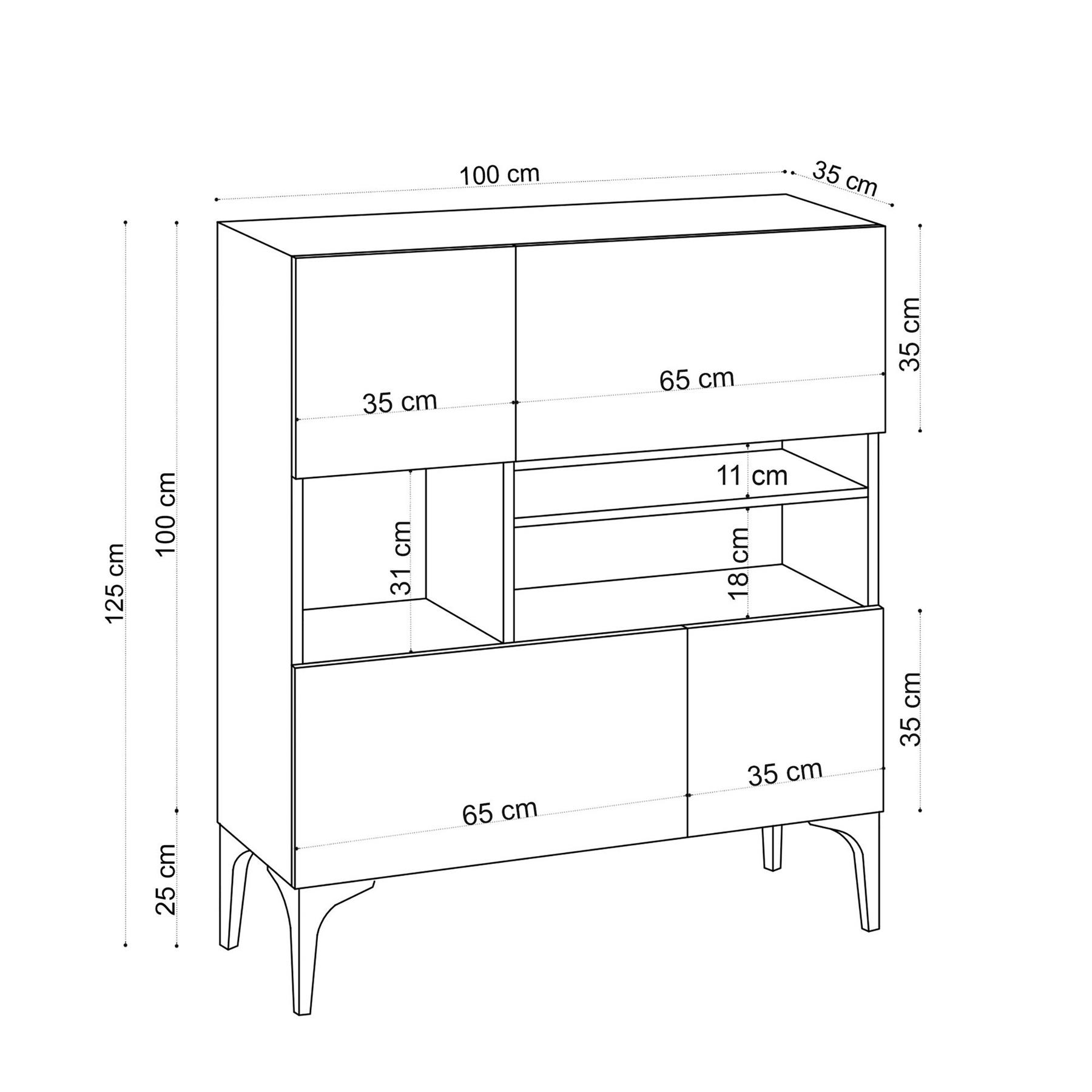 Calicosy - Buffetkast KRISTA - Eikenlook - H125 cm