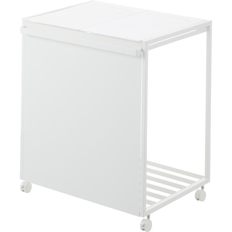 Yamazaki Afvalscheidingsprullenbak met wielen - 2 comp - Tower - Wit