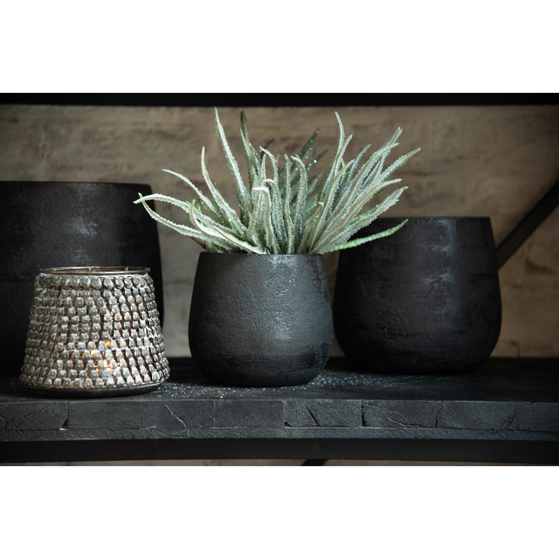 J-Line bloempot Oneffen - keramiek - zwart - large - Ø 23 cm