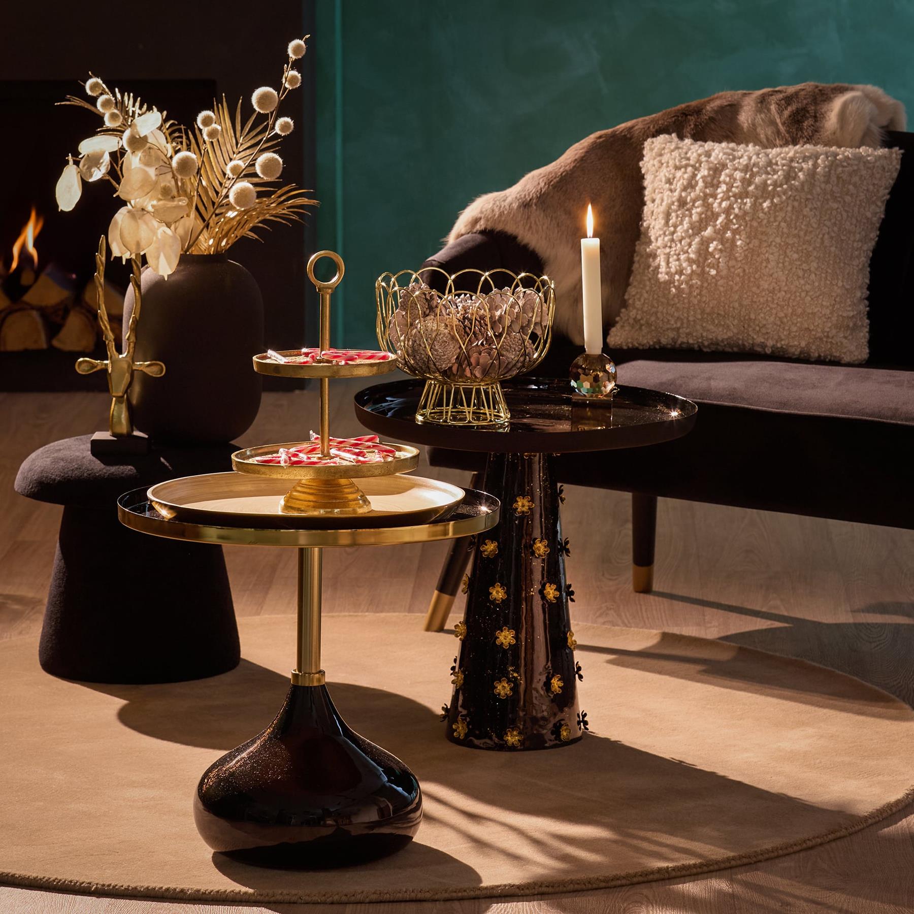 Leitmotiv - Side Table Golden Flowers