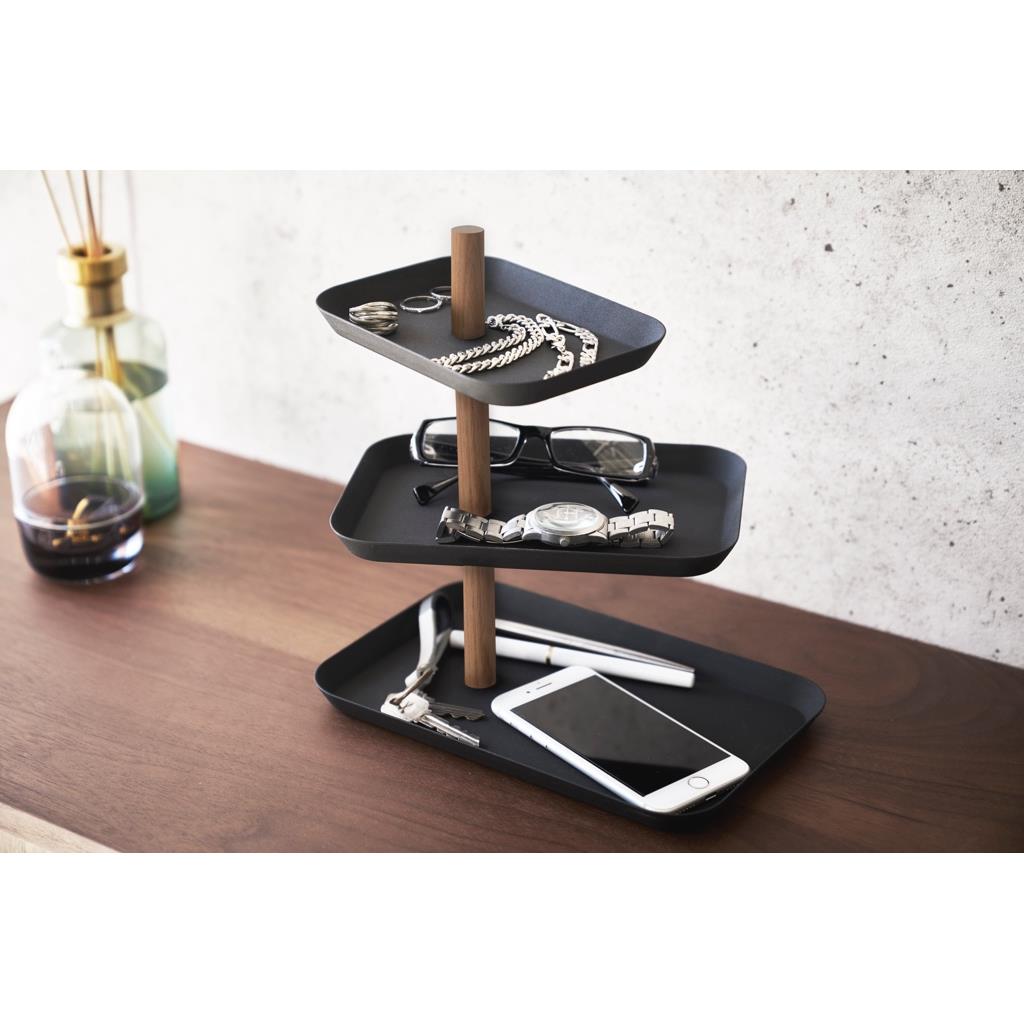 Yamazaki Accessoirestandaard met Draaibare Trays - Rin - Zwart