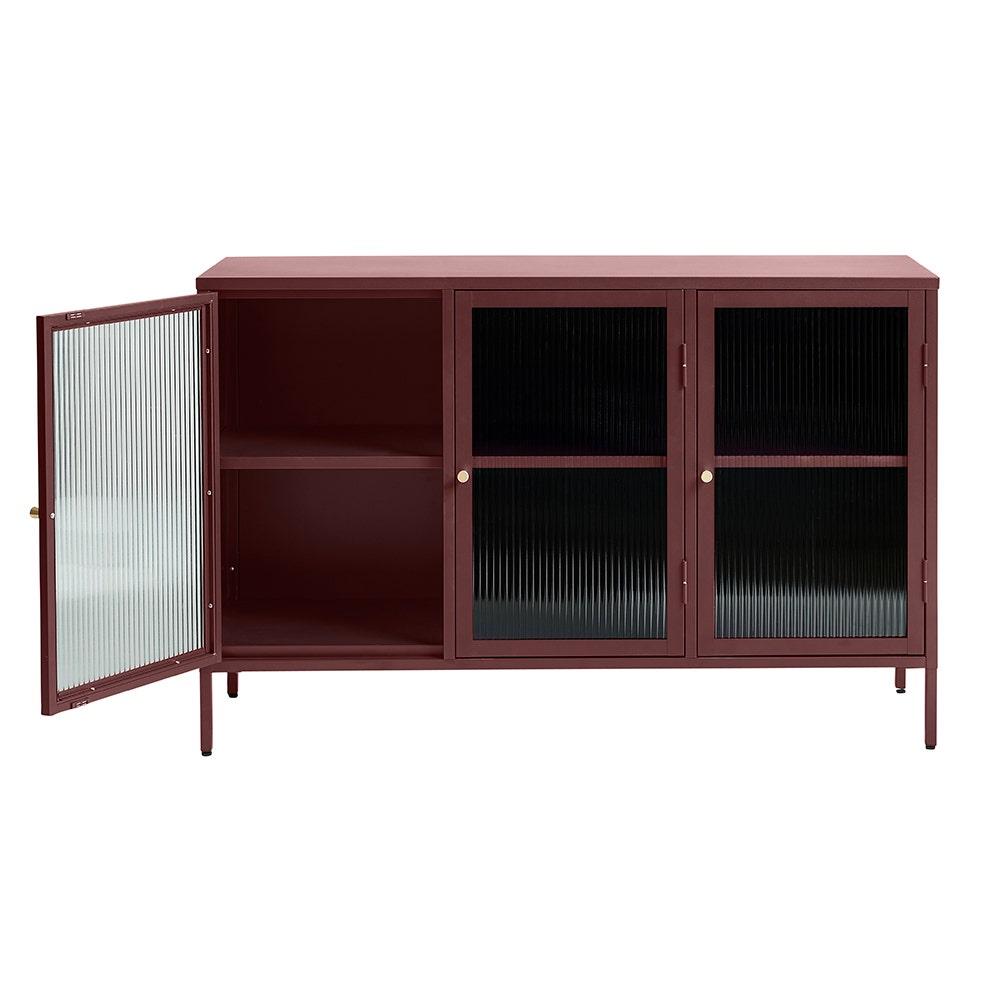 Olivine Katja Sideboard Dressoir Rood - Metaal - Glas - 132 cm