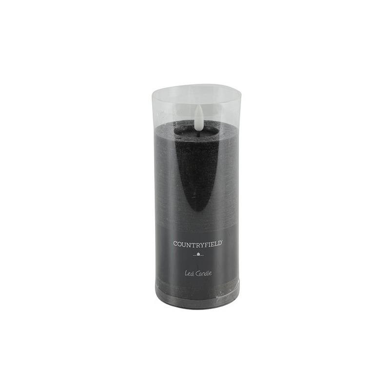 Countryfield LED kaars|stompkaars - zwart - D7,5 x H15 cm - timer