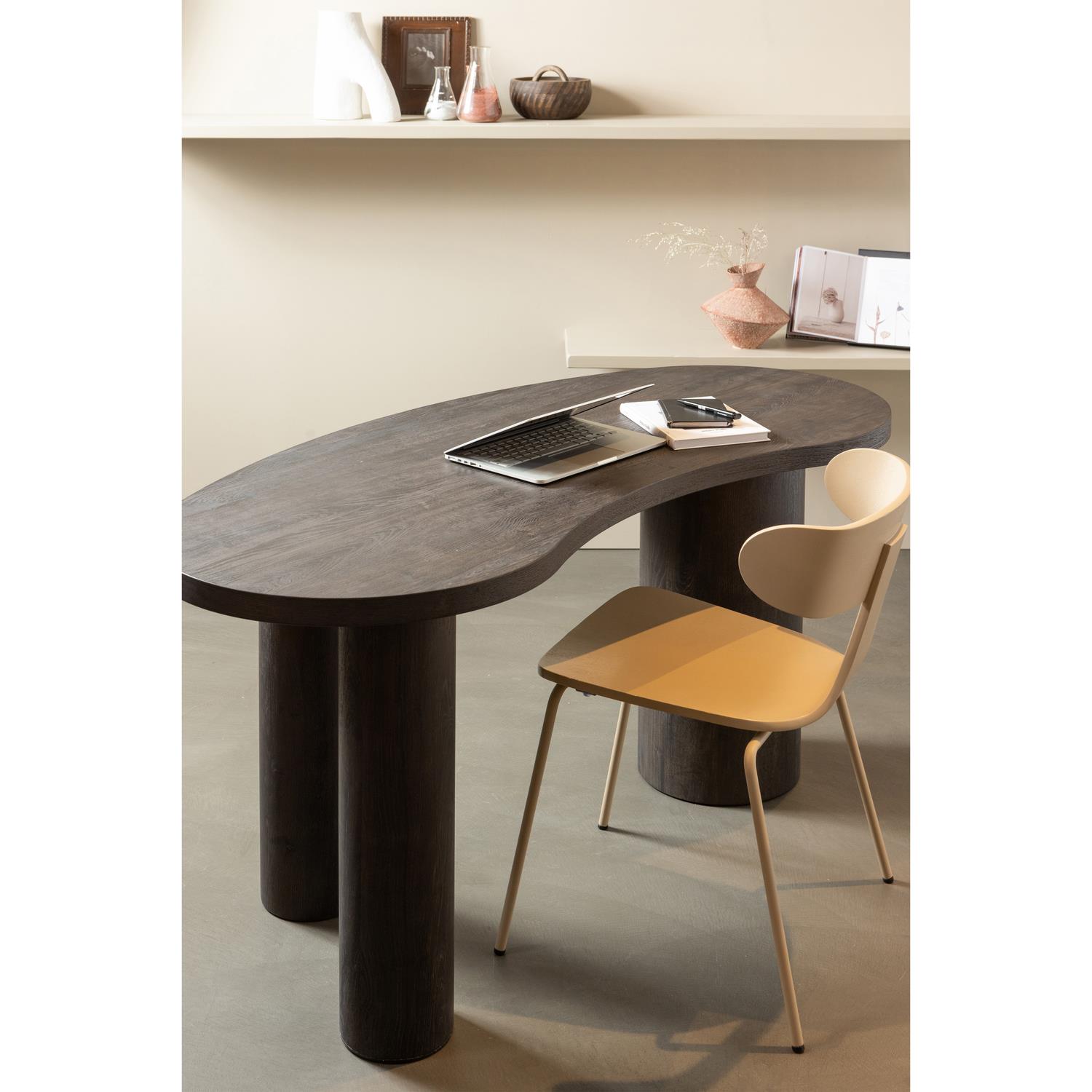 WOOOD organisch sidetable|bureau Maan - MDF - Bruin - 75x150x70cm