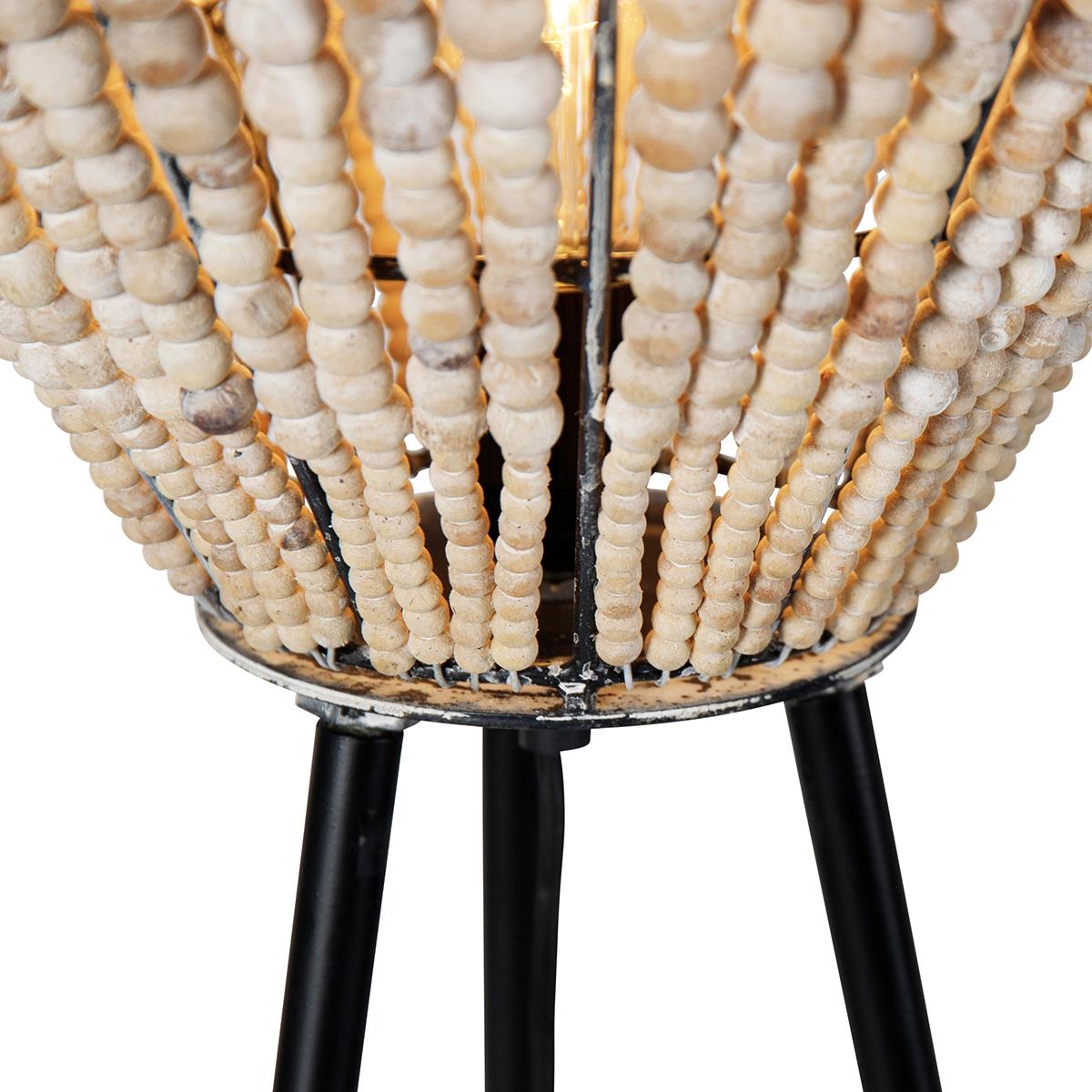 QAZQA Oosterse vloerlamp beige met kralen - Moti