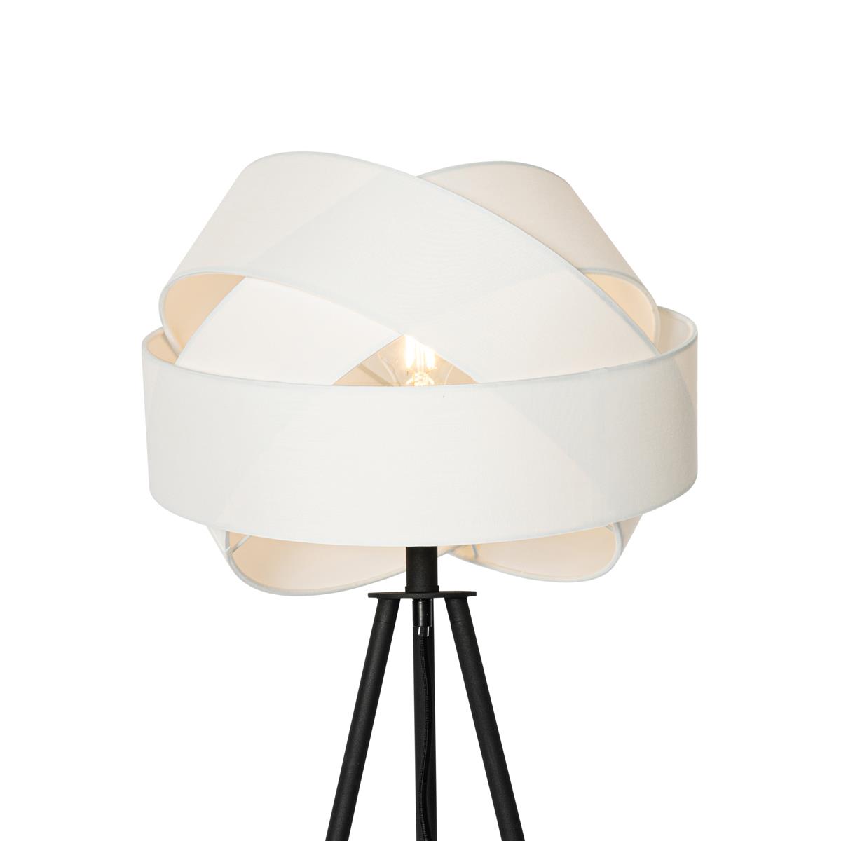 QAZQA Moderne vloerlamp zwart met witte kap - Cloth