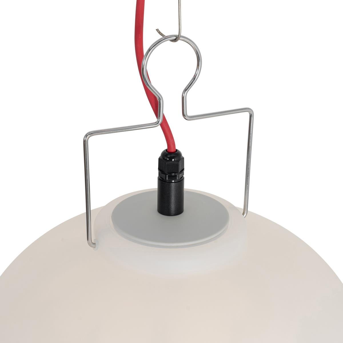 QAZQA Buiten hanglamp wit 35 cm met rode stekker IP44 - Pion