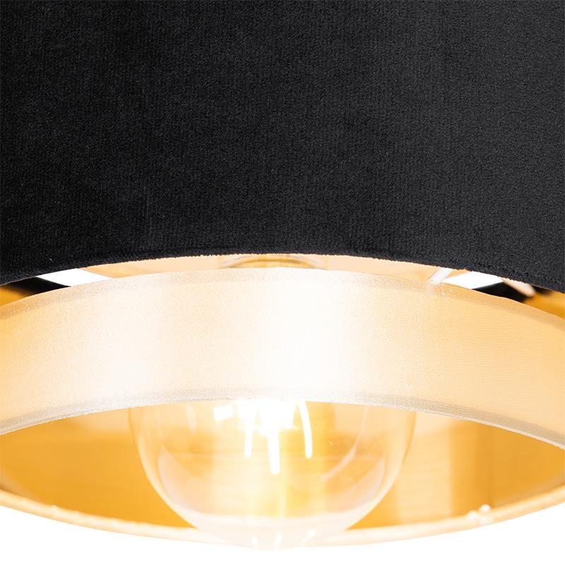 QAZQA Moderne plafondlamp zwart met goud - Elif