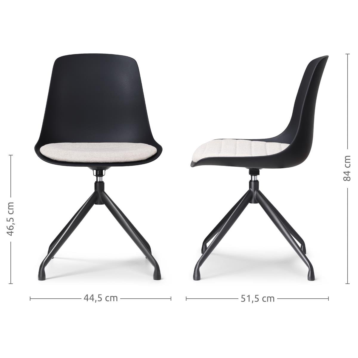 Nolon Nola-Liv Eetkamerstoel Zwart - Beige - Draaibaar - Zwart