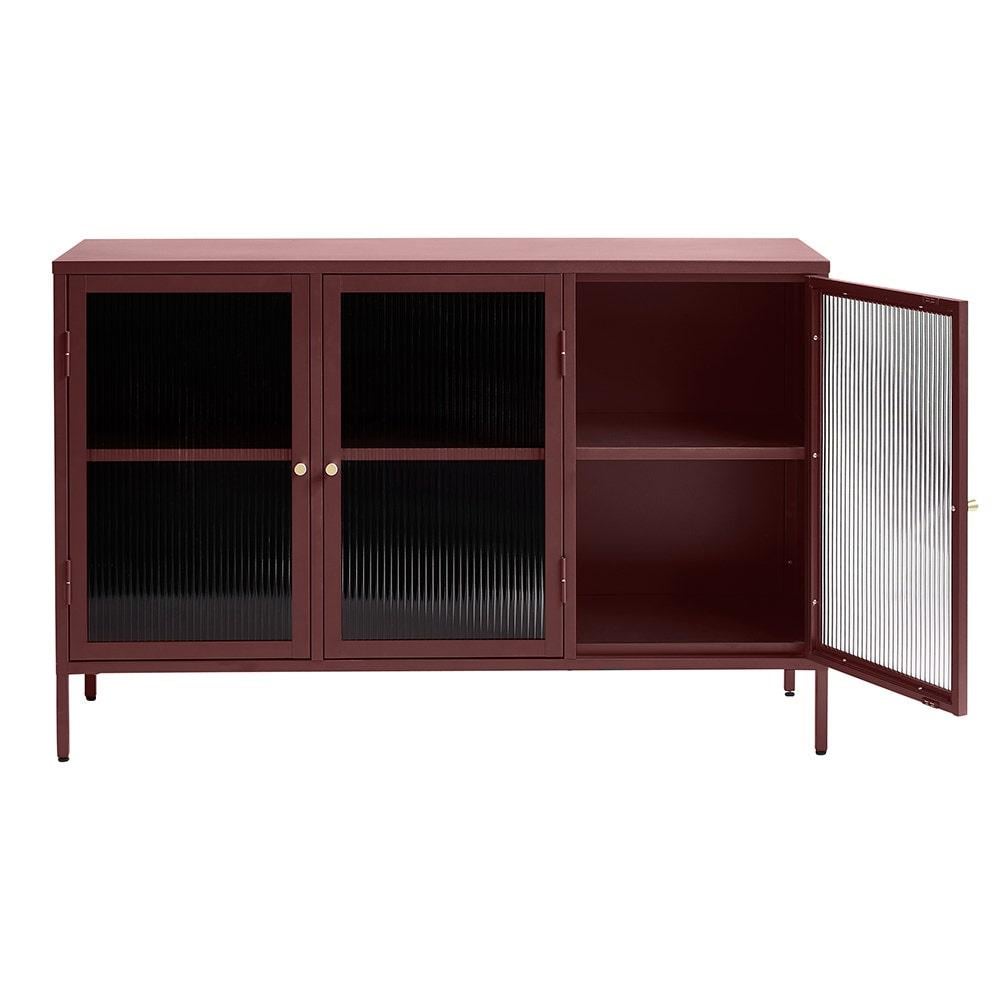 Olivine Katja Sideboard Dressoir Rood - Metaal - Glas - 132 cm