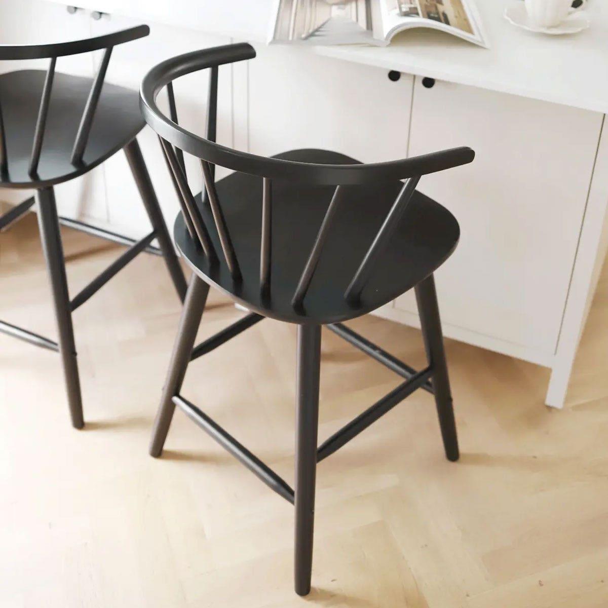 Rowico Home Carmen houten spijlen barkruk zwart - 65 cm - set van 2