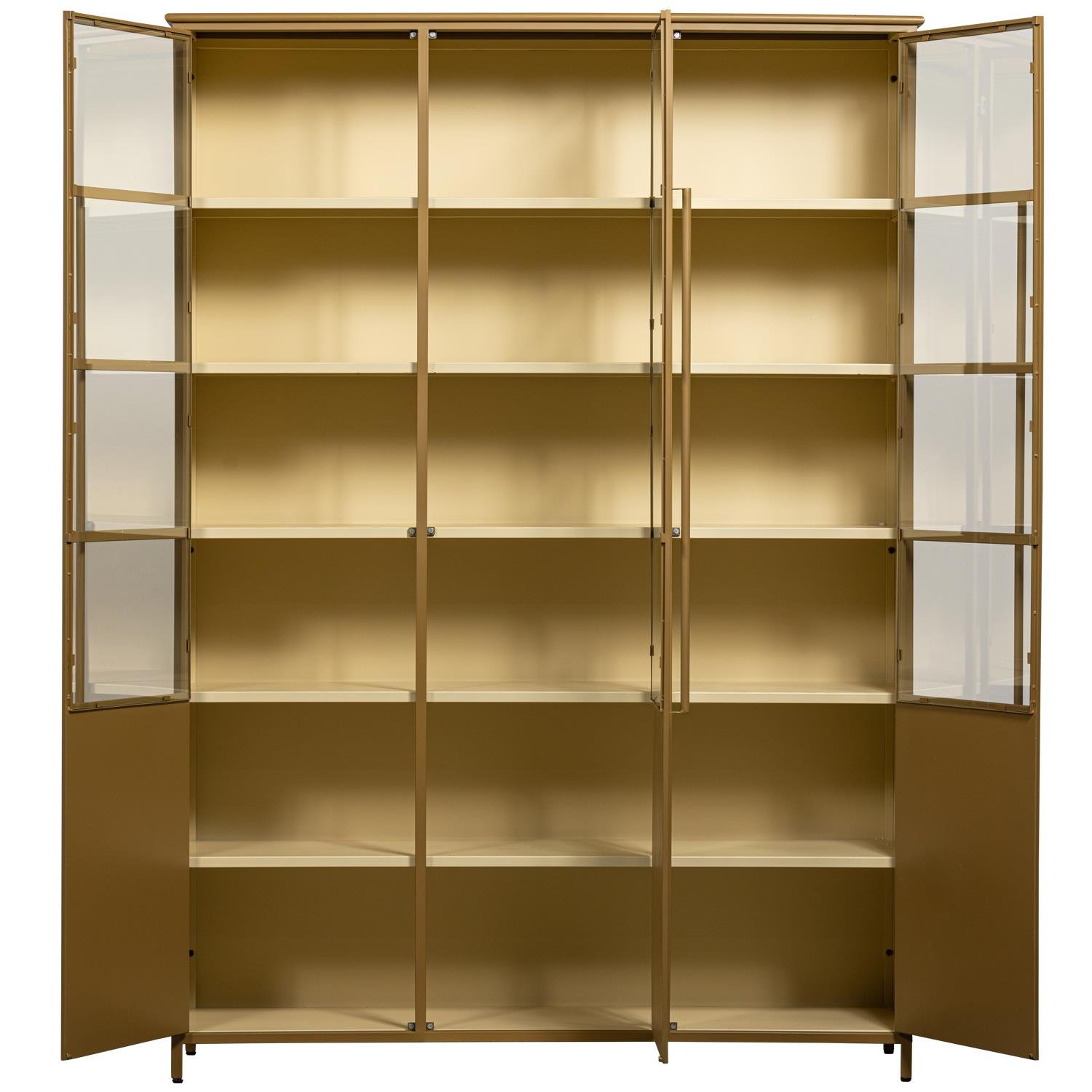 WOOOD 3-deurs vitrinekast XL Exhibit - Metaal - Geel - 200x142x44 cm