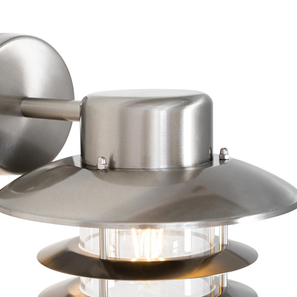 QAZQA Industriële wandlamp staal IP44 - Shell
