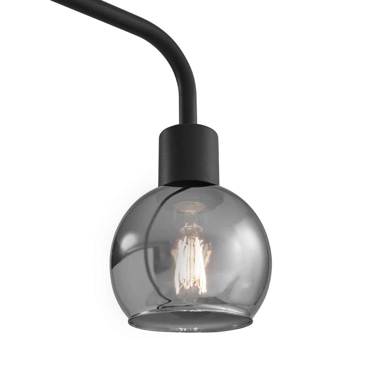 QAZQA Art Deco vloerlamp zwart met smoke glas - Vidro