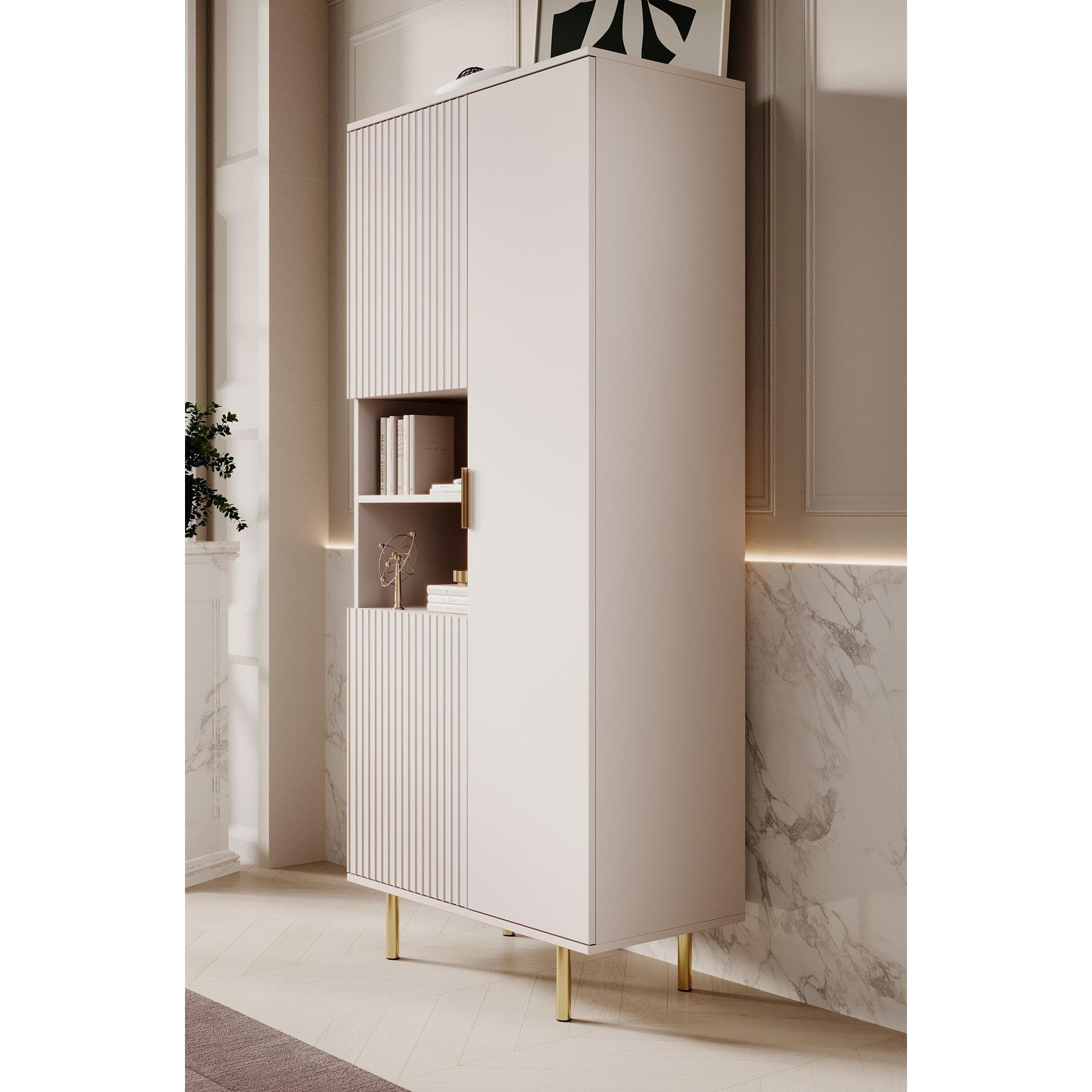 Meubella Vitrinekast Nicola - Beige - 80 cm