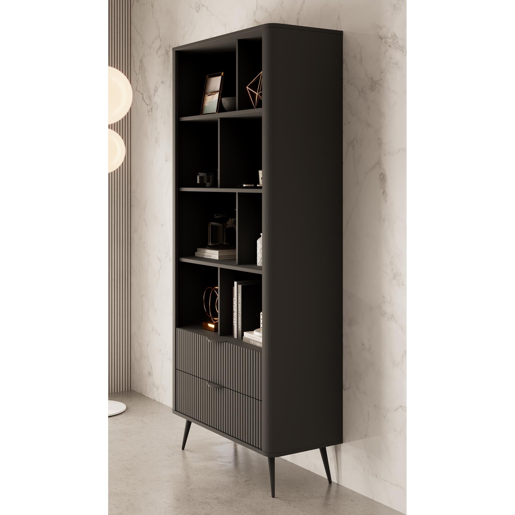 Meubella Boekenkast Lima - Zwart - 88 cm