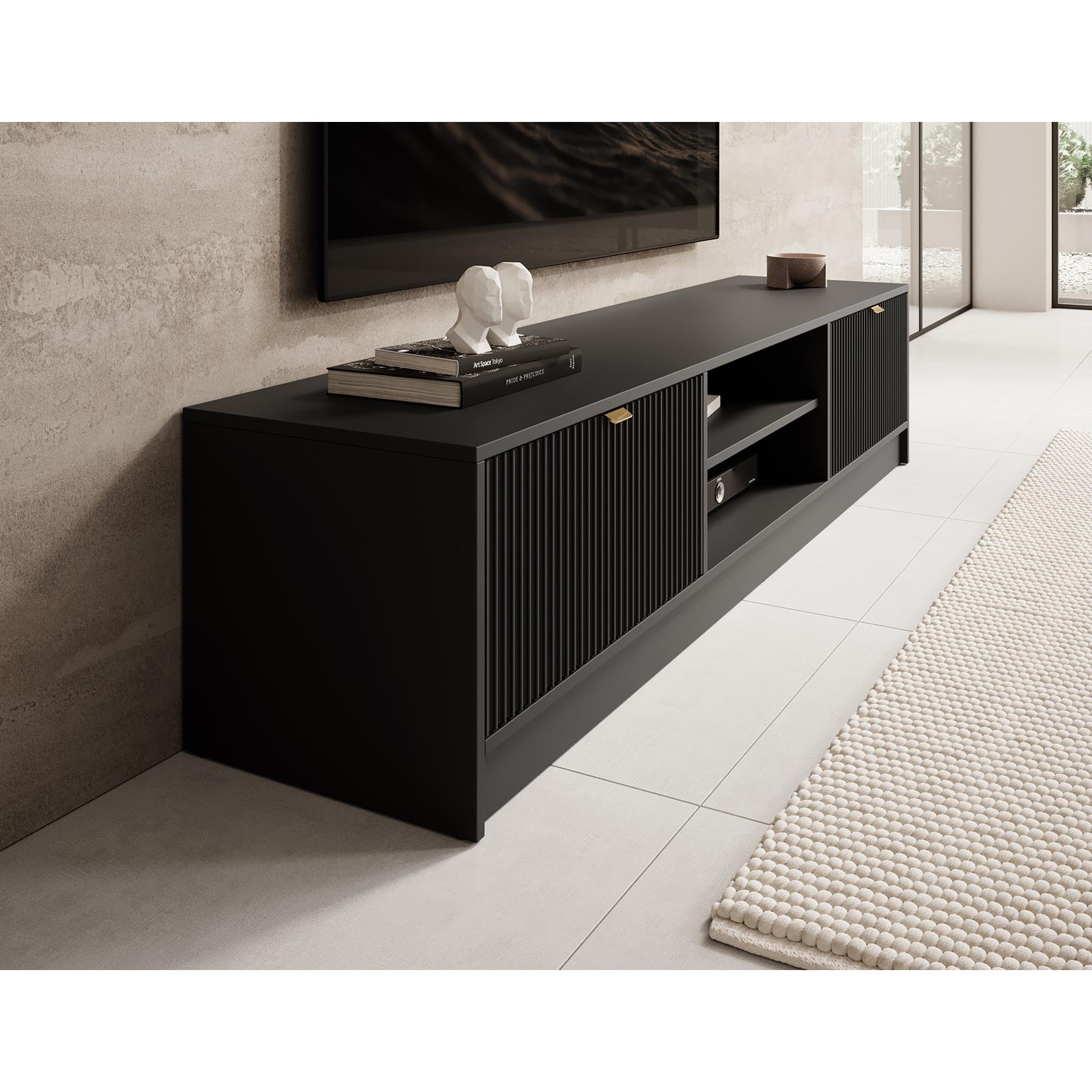 Meubella TV-Meubel Tavares - Zwart - 180 cm