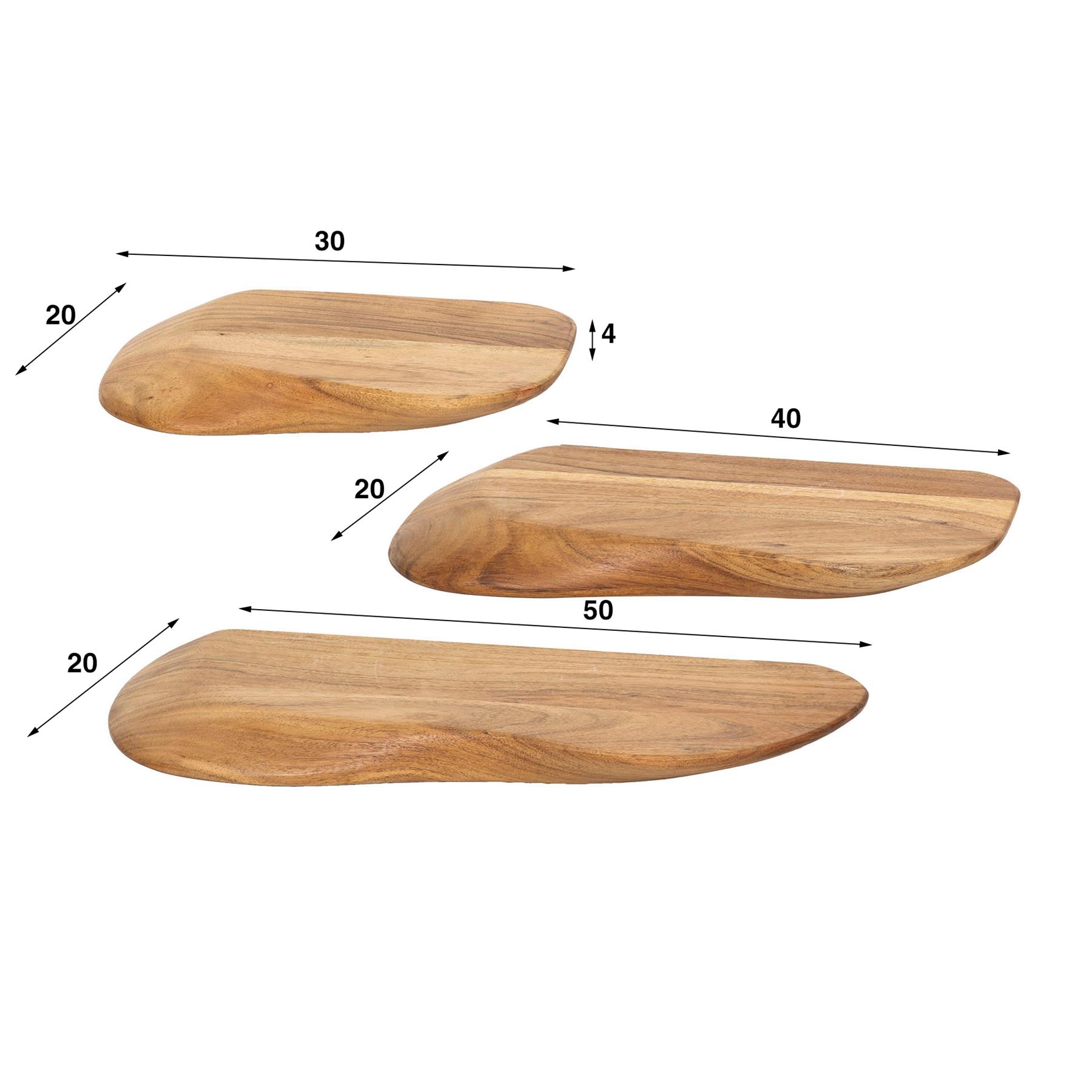 Hoyz Collection - Wandschap Organic 60cm - Massief Acacia - Set van 3