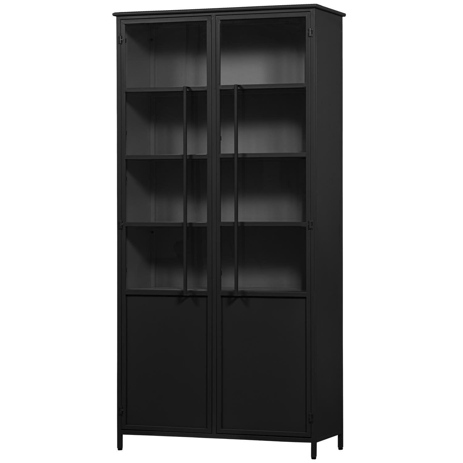 WOOOD 2-deurs vitrinekast XL Exhibit - Metaal - Zwart - 200x99x44 cm