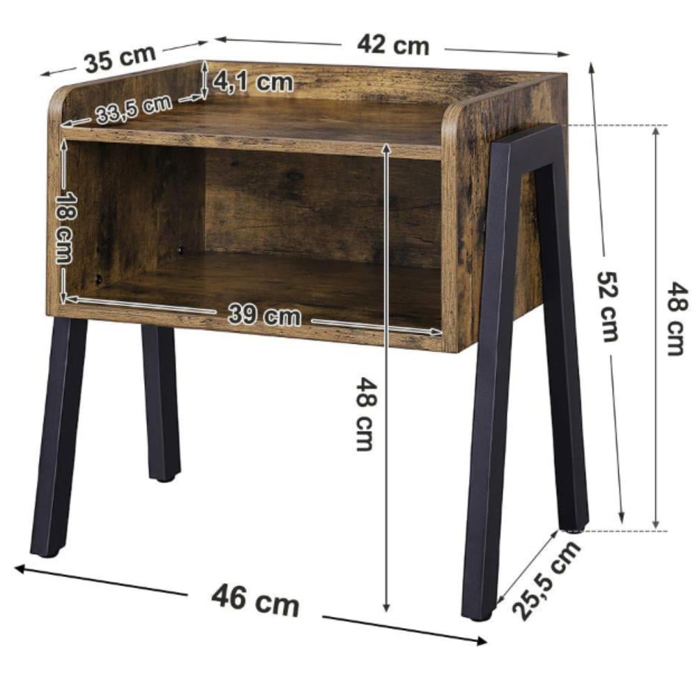 Nachtkastje - vintage look - 46x52x35 cm - vintage bruin