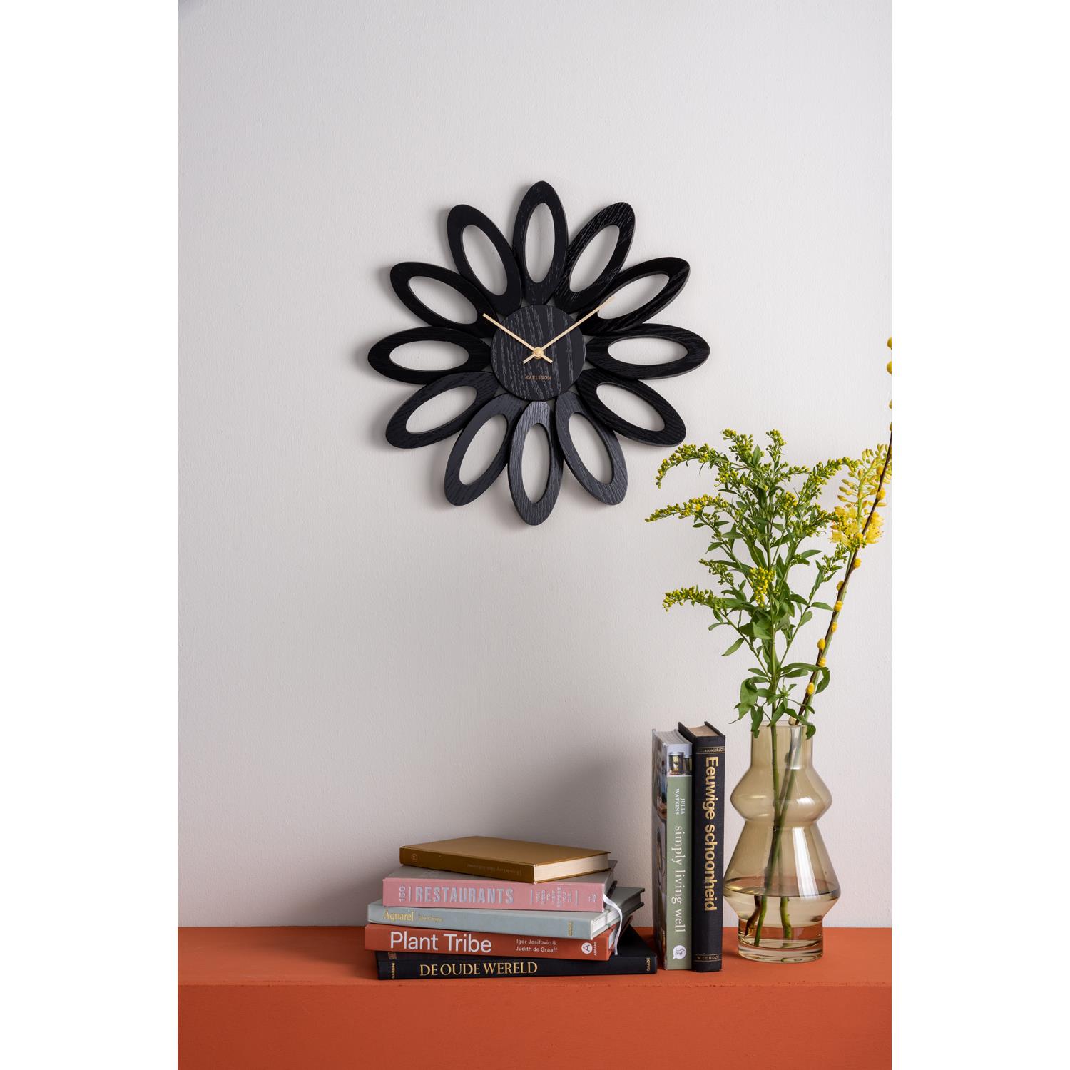 Karlsson - Wall clock Fiore wood veneer black
