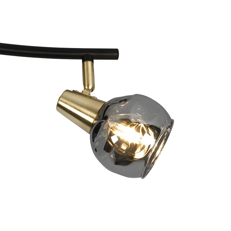 QAZQA Plafondlamp goud 45 cm met smoke glas 3-lichts - Vidro