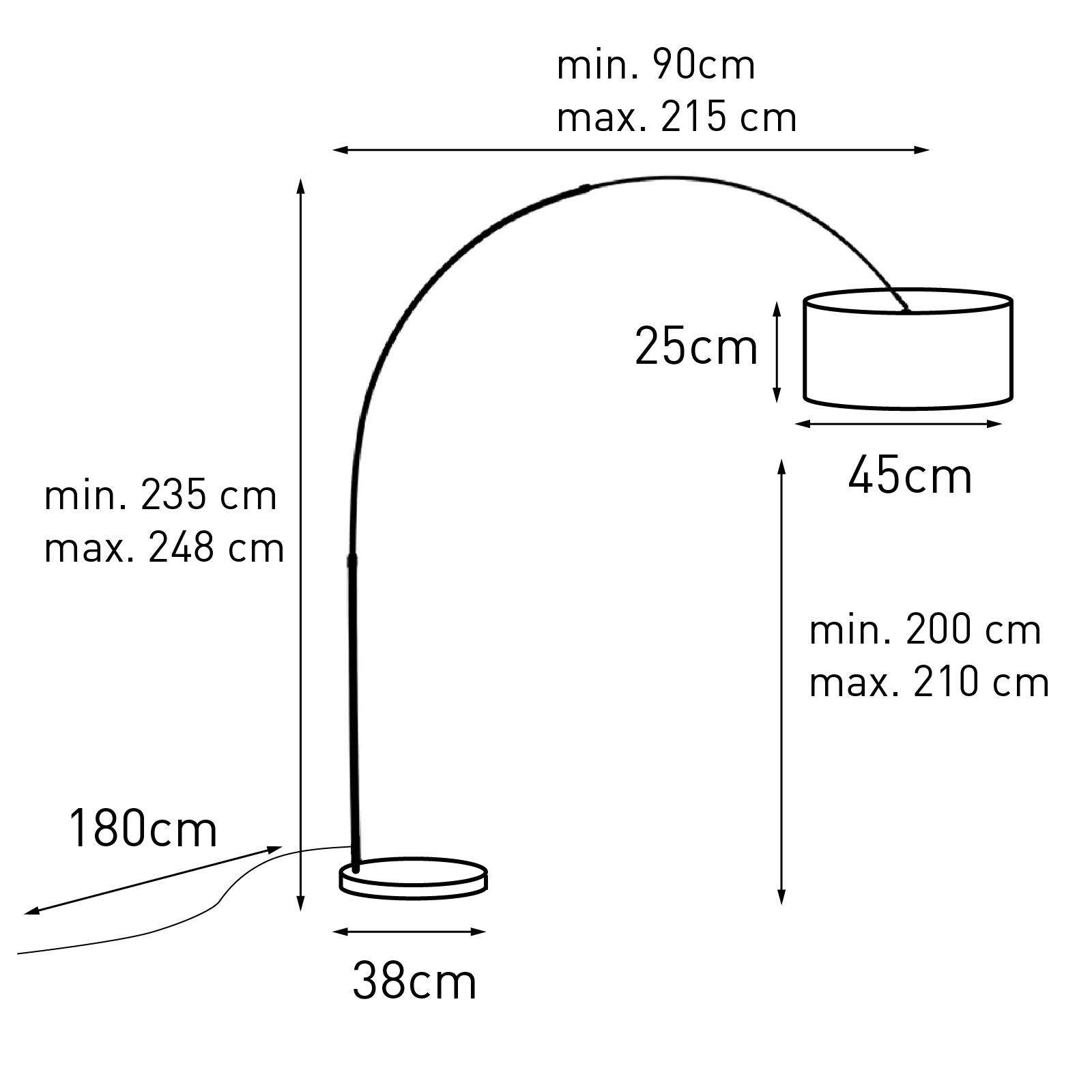 QAZQA Booglamp staal stoffen kap zwart 45 cm - XXL