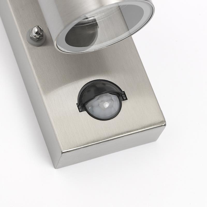 QAZQA Buitenwandlamp staal 2-lichts IP44 met bewegingssensor - Duo