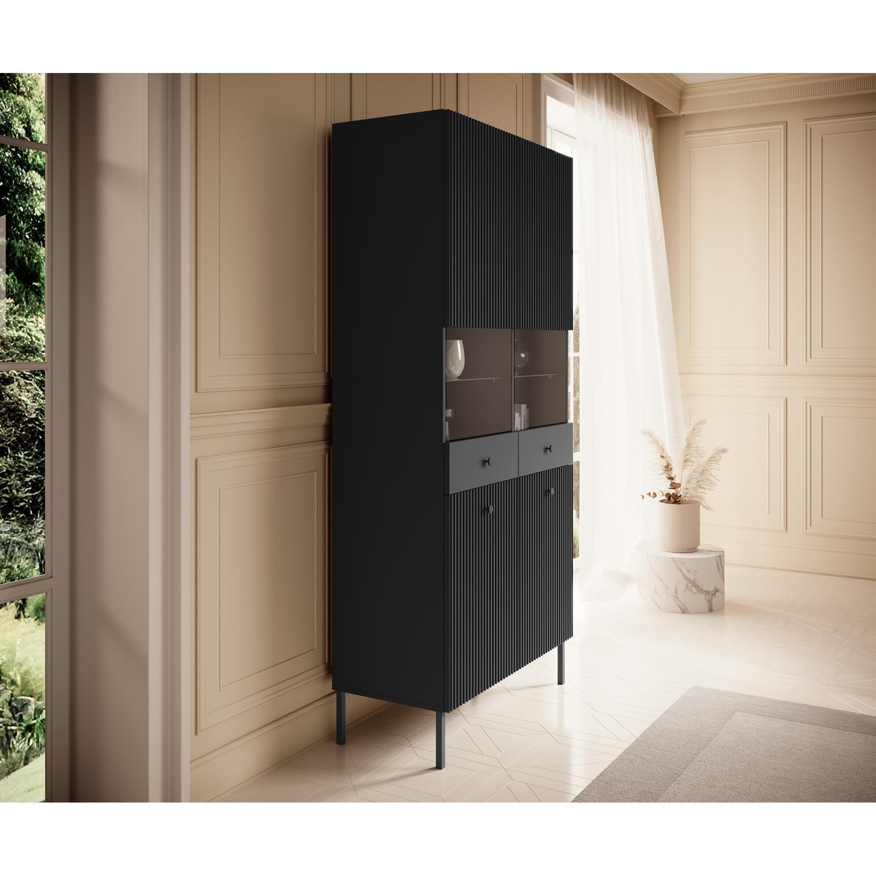 Meubella Vitrinekast Vermont - Antraciet - 90 cm