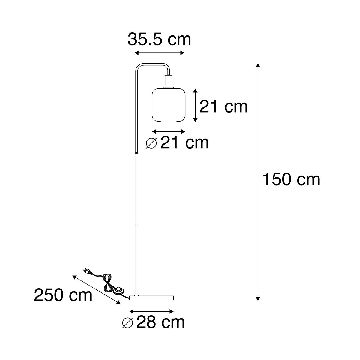 QAZQA Smart vloerlamp zwart met goud en smoke glas incl. Wifi A60 -