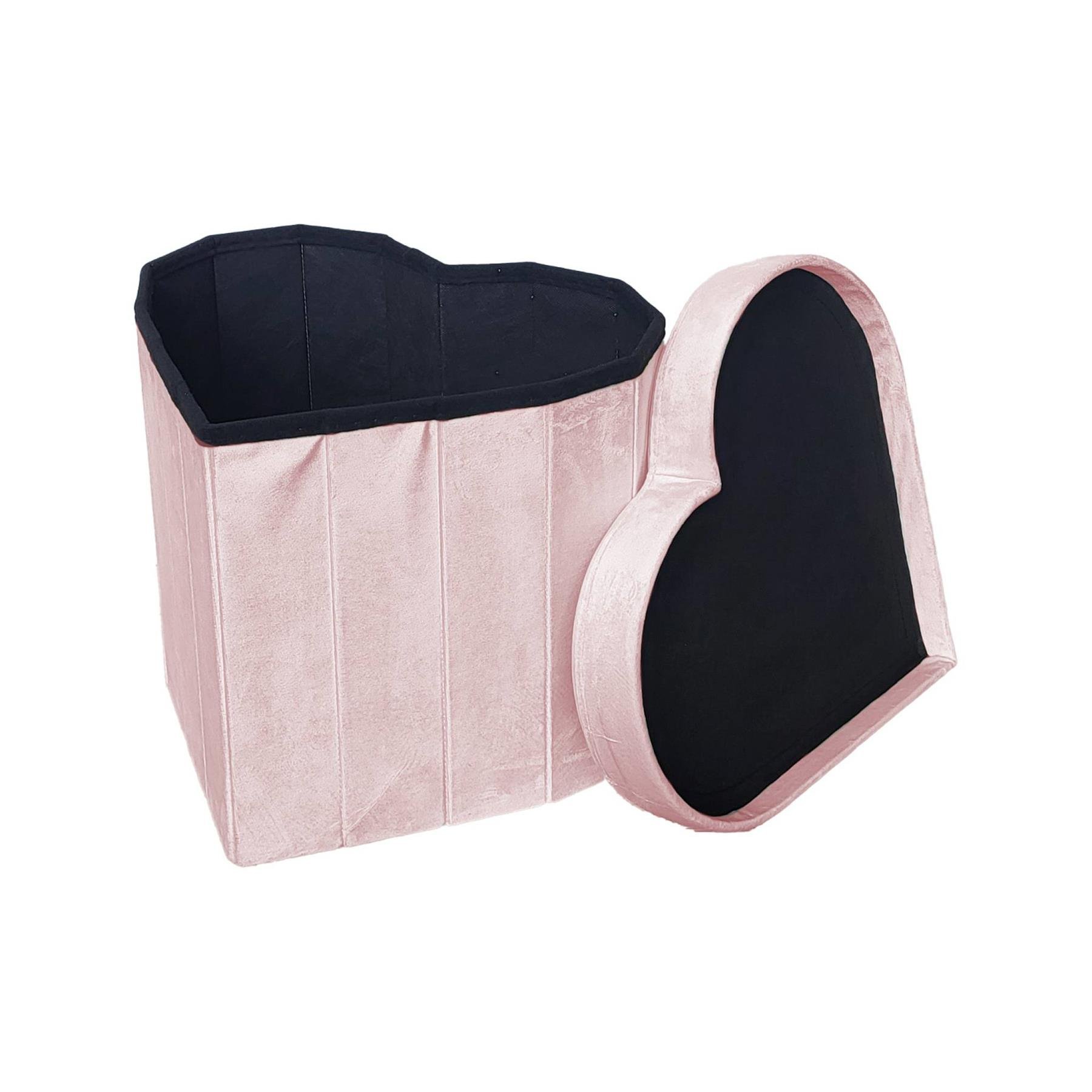 sweeek - Set van 2 hartvormige opvouwbare velours krukjes