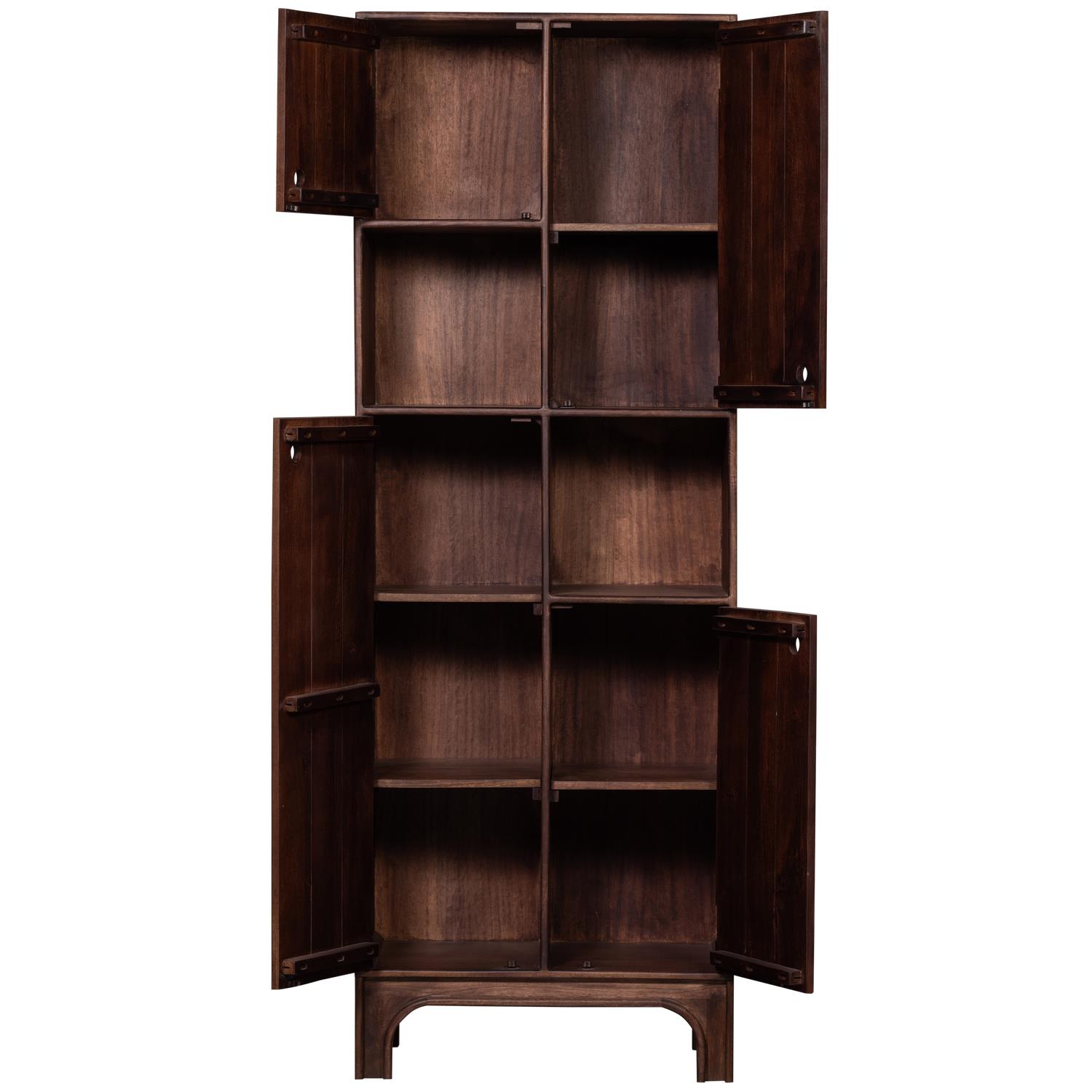 WOOOD opbergkast Staes - Mango Hout - Walnoot - 210x75x45 cm