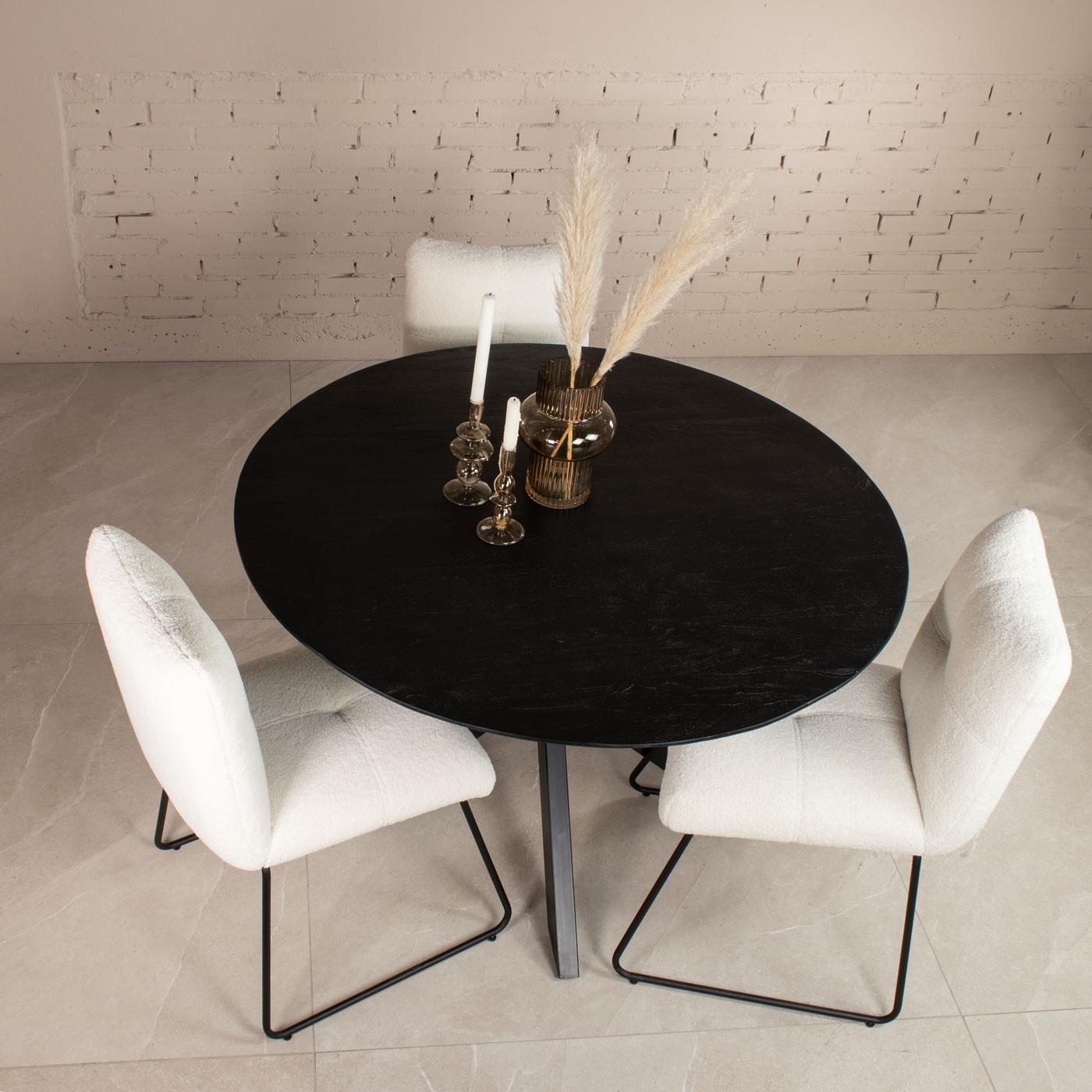 Giga Meubel - Eettafel Zwart Rond 120cm - Matrix Poot - Hotel Chique