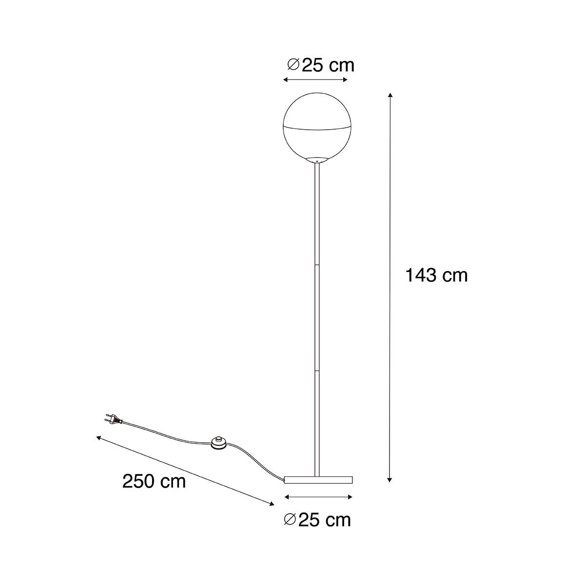 QAZQA Retro vloerlamp zwart met helder glas - Eclipse