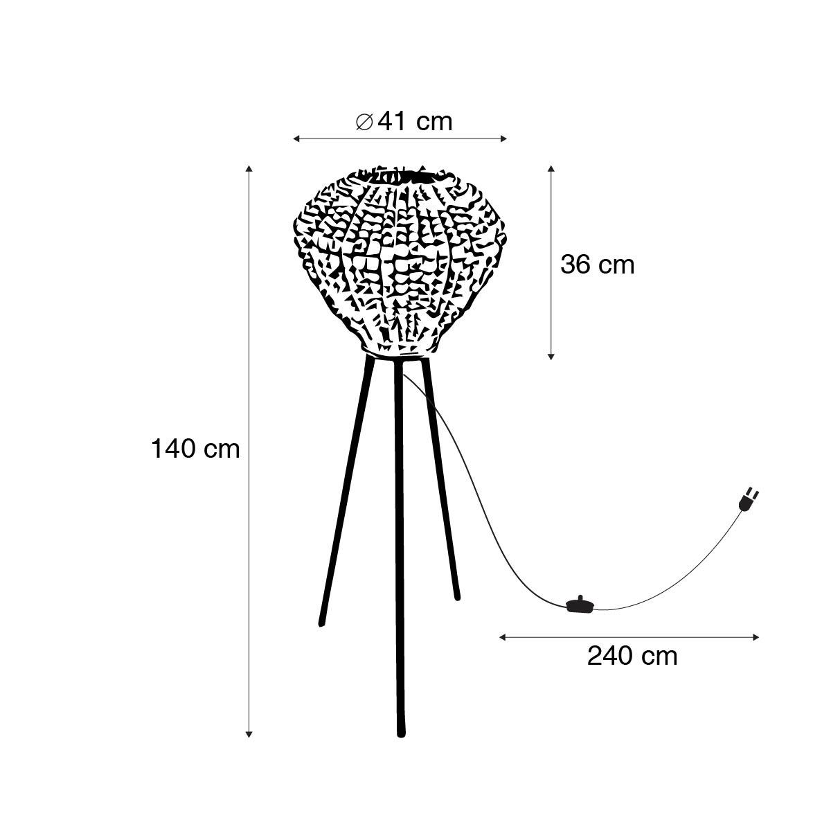 QAZQA Oosterse vloerlamp beige met kralen - Moti
