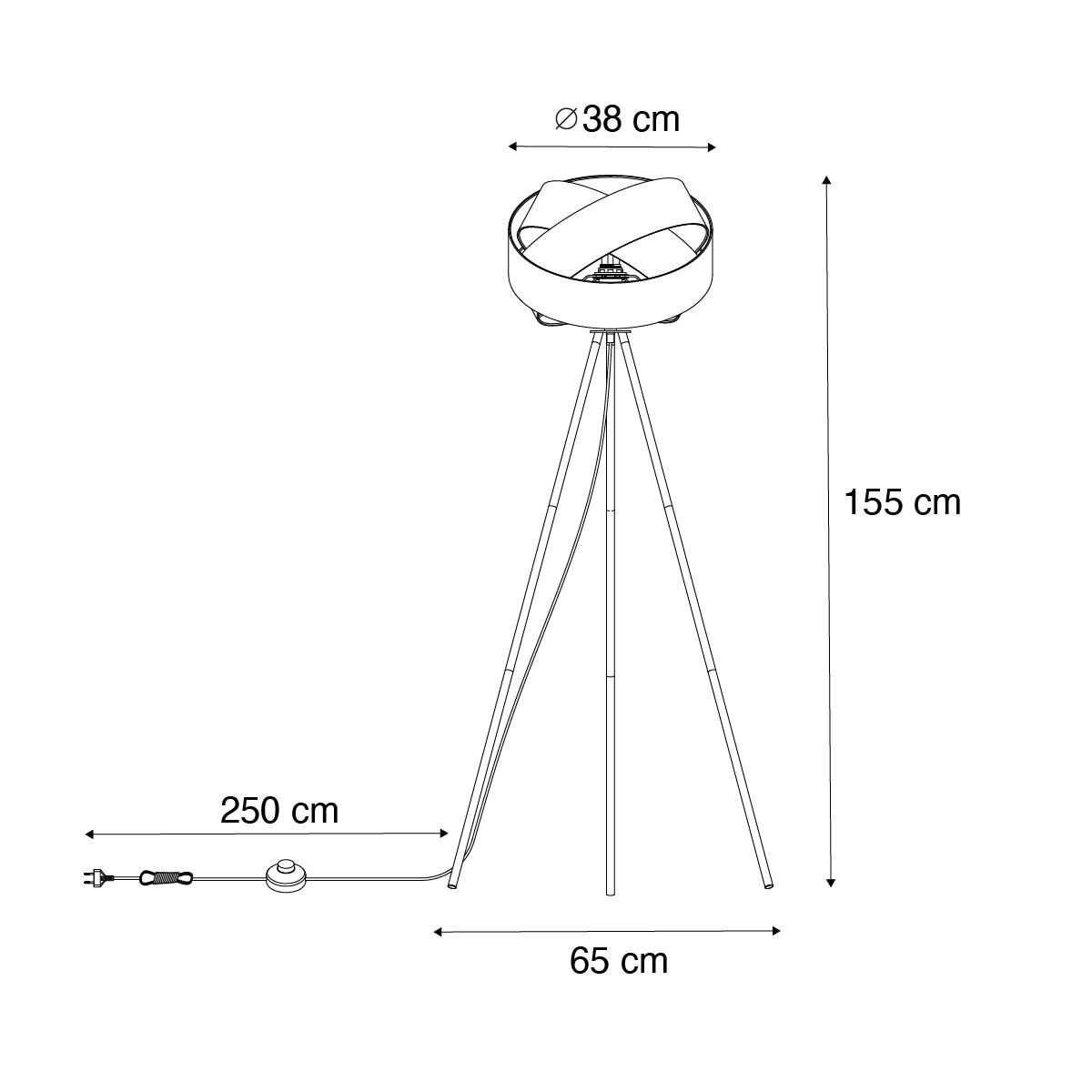 QAZQA Moderne vloerlamp zwart met witte kap - Cloth
