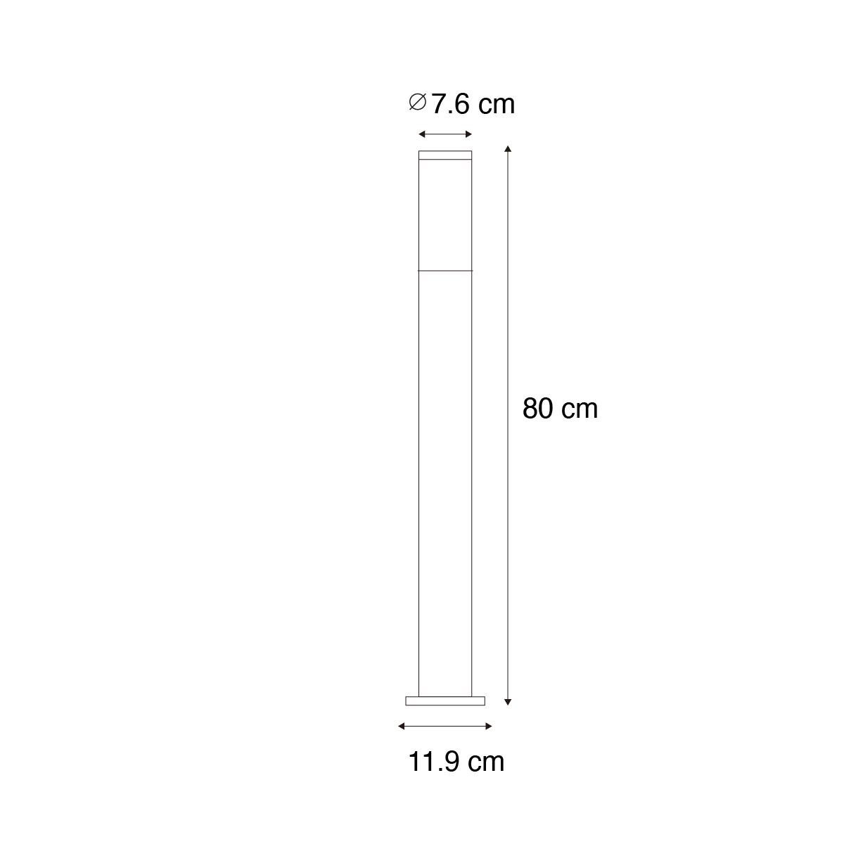 QAZQA Moderne buitenlamp paal staal met opaal 80 cm IP44 - Rox