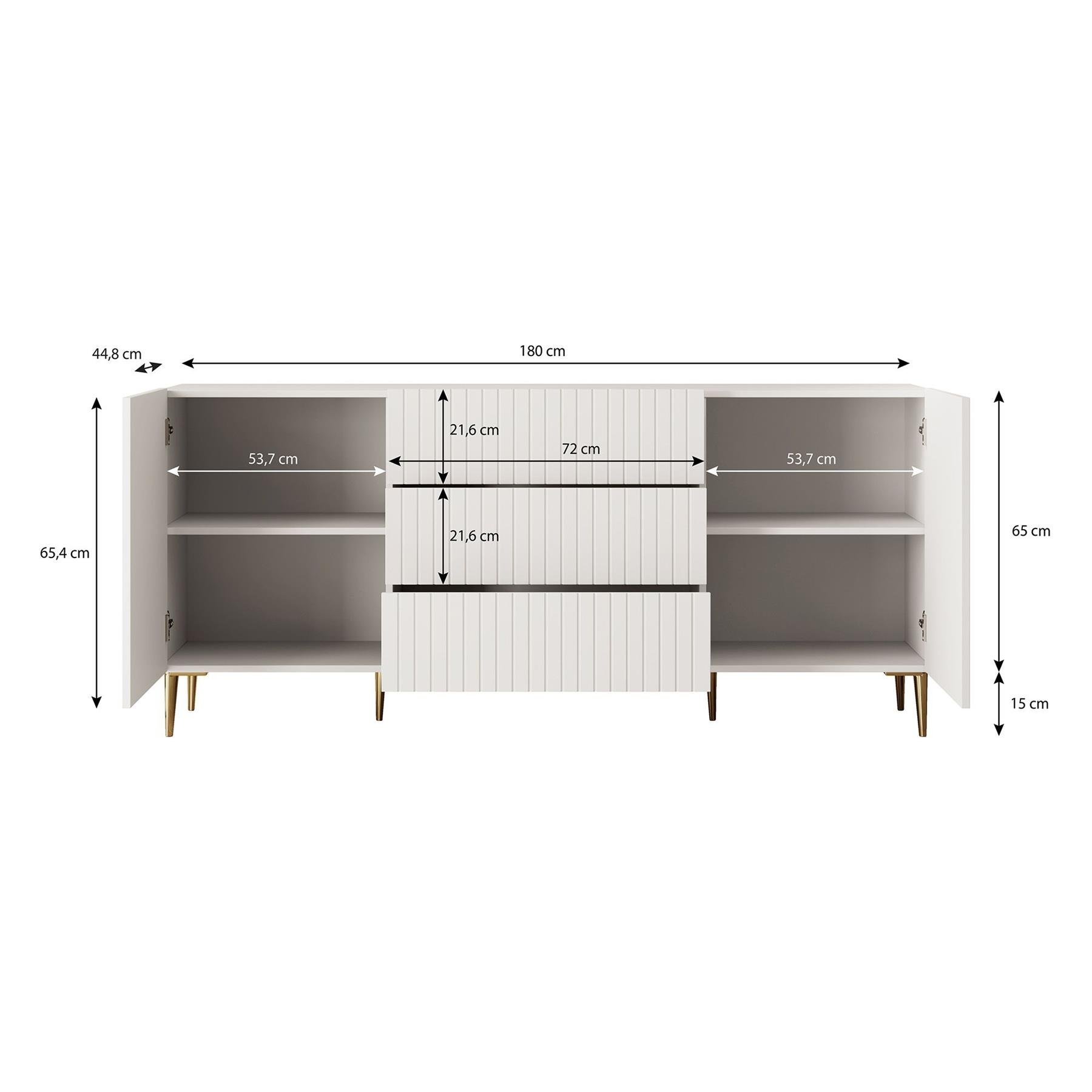 Meubella Dressoir King - Wit - 180 cm - Met lades