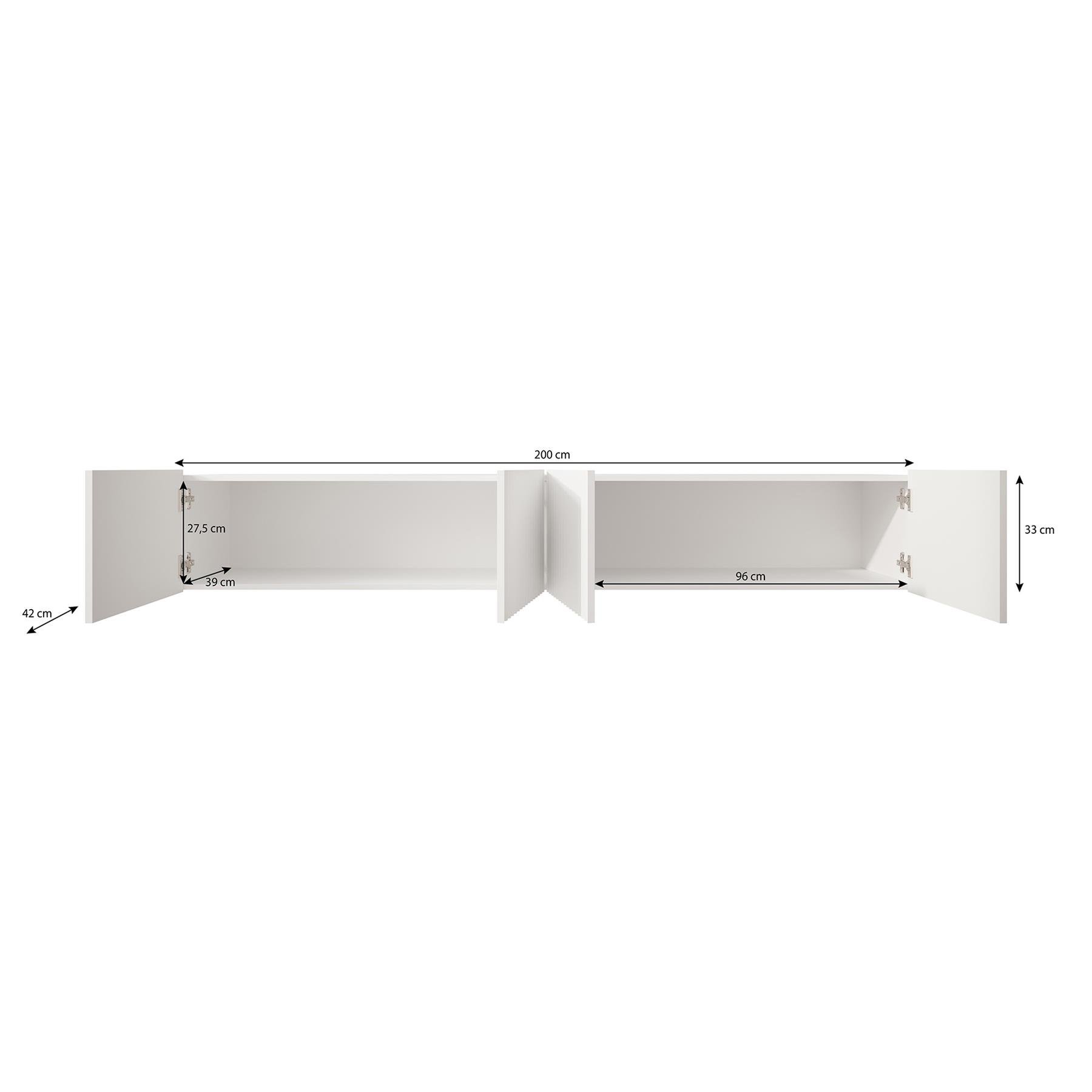 Meubella TV-Meubel Pepinos - Mat zwart - 200 cm