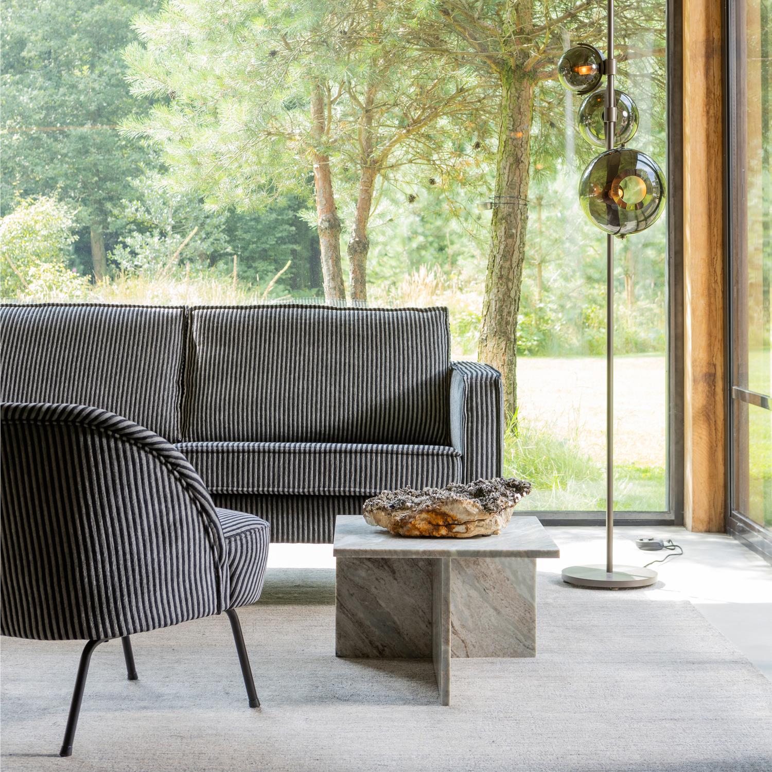 BePureHome 3-zits bank Rodeo - Streep - Zwart|Grijs - 85x277x86 cm,